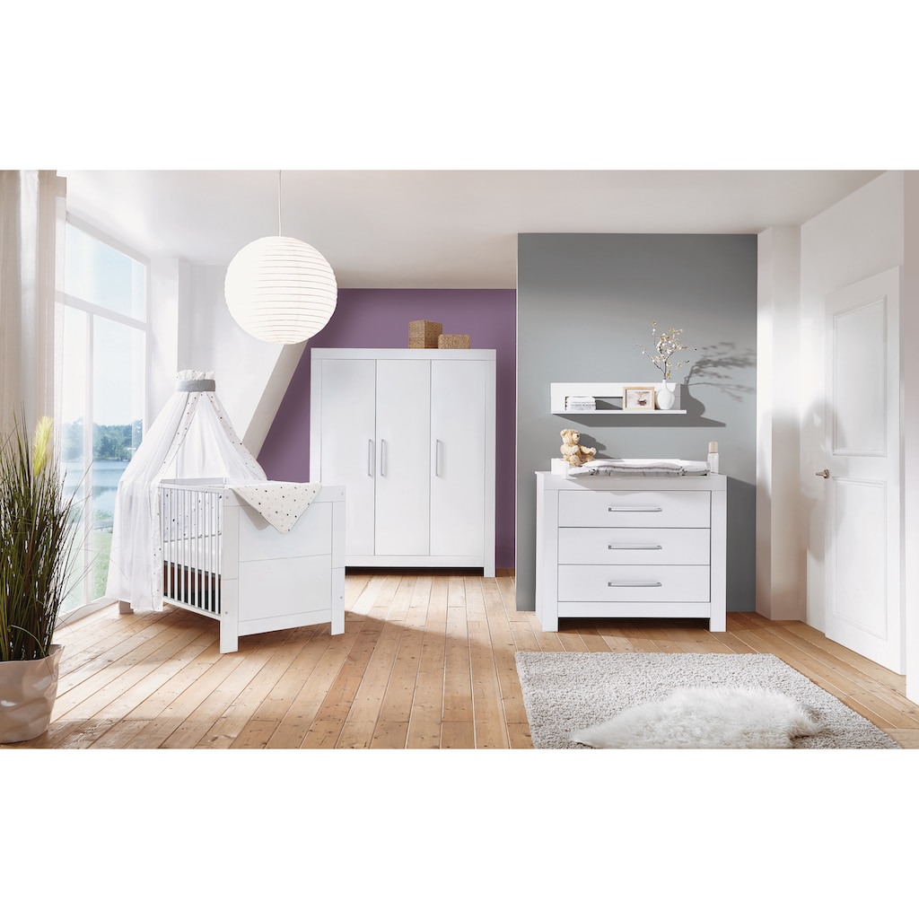 Schardt Babyzimmer-Komplettset »Nordic White«, (Set, 3 St., Kinderbett, Schrank, Wickelkommode)
