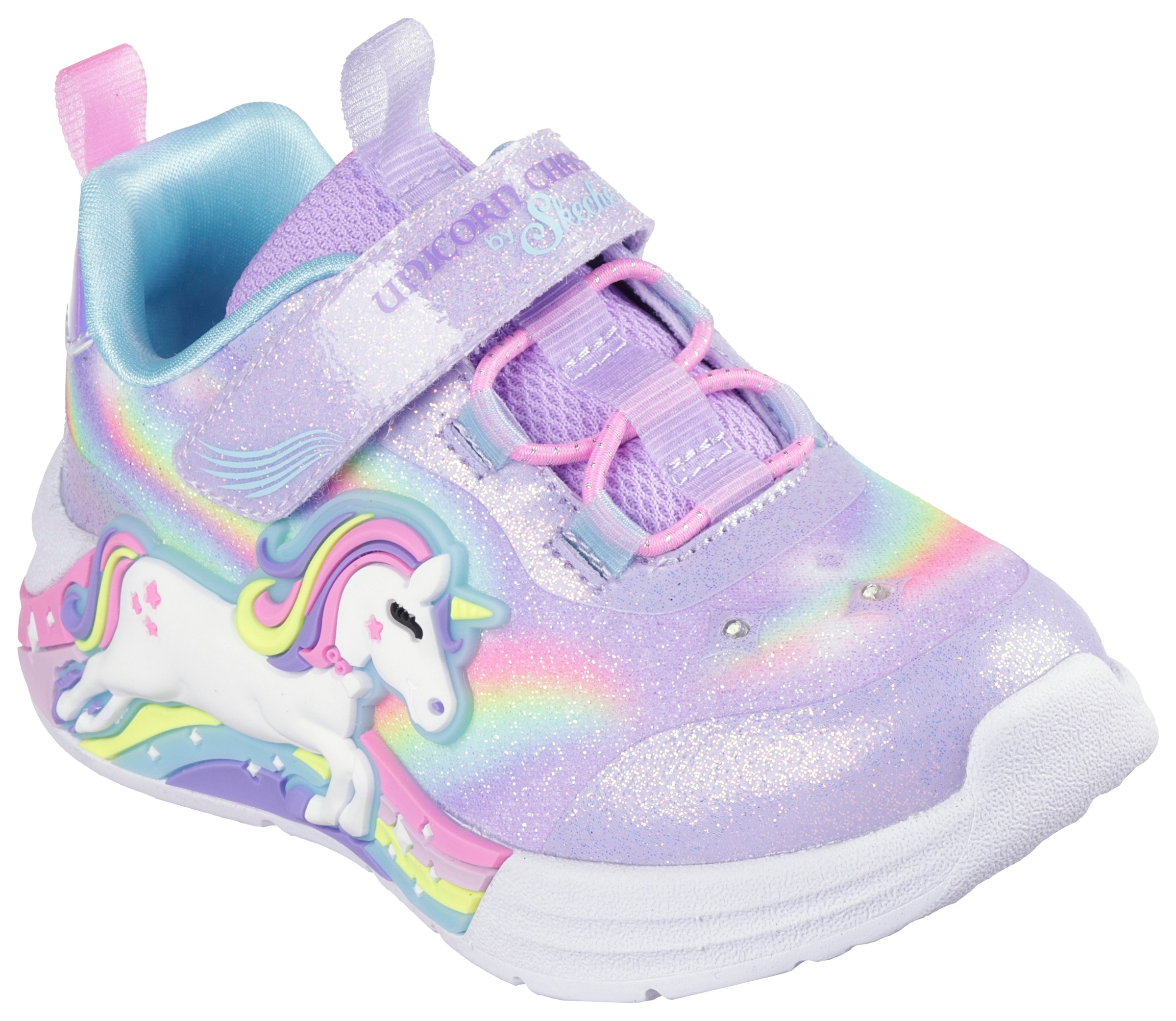 Skechers, Damen, Sneaker »UNICORN CHASER« Klettschuh mit blinkendem Einhorn, Größenschablone zum Download, lavendel-multifarben, 22, lavendel-