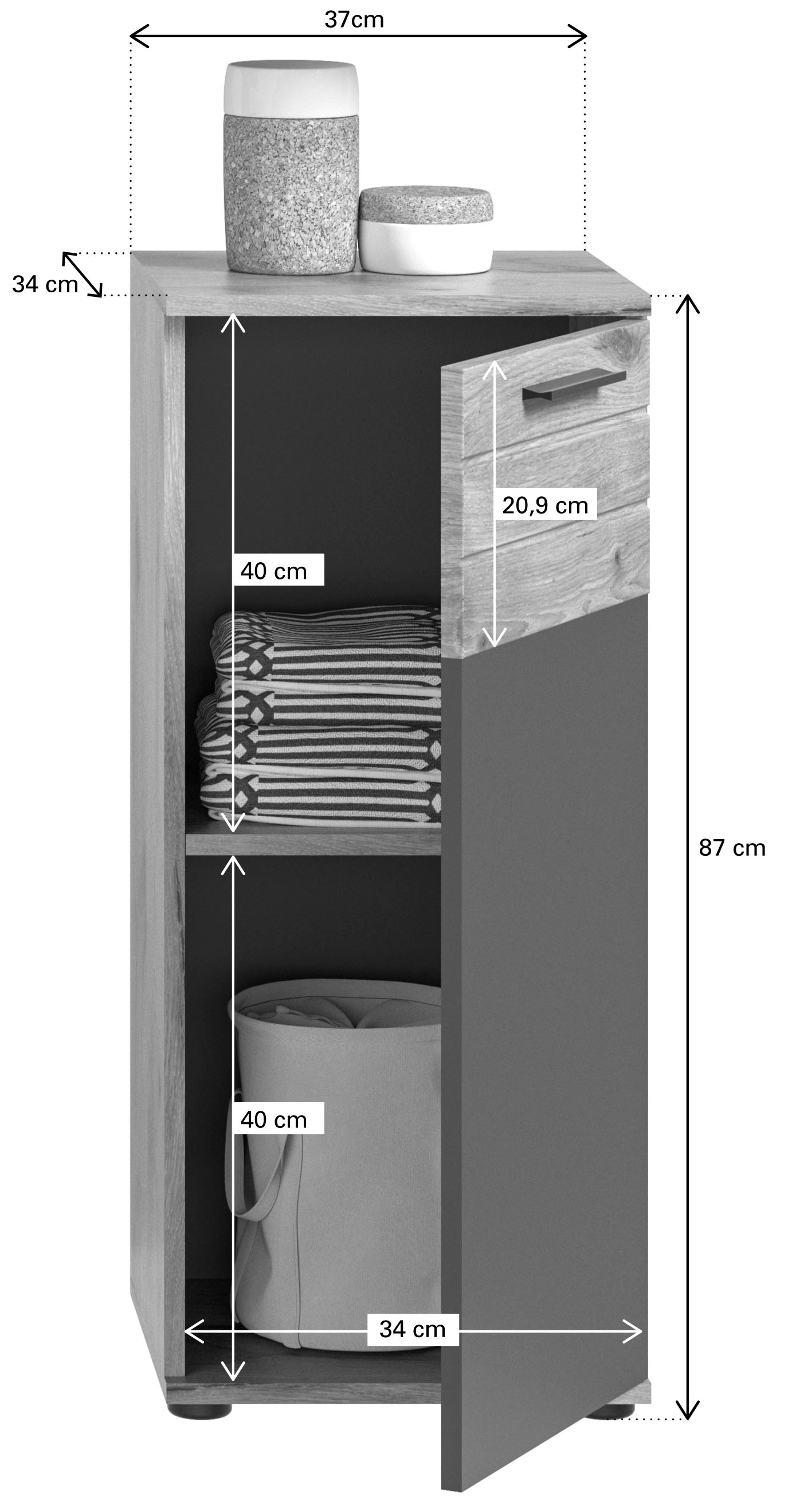INOSIGN Badmöbel-Set »Riga, 4 teilig, bestehend aus:«, (Set, 4 St.), Waschbeckenunterschrank, Spiegel, Unterschrank, Hängeschrank