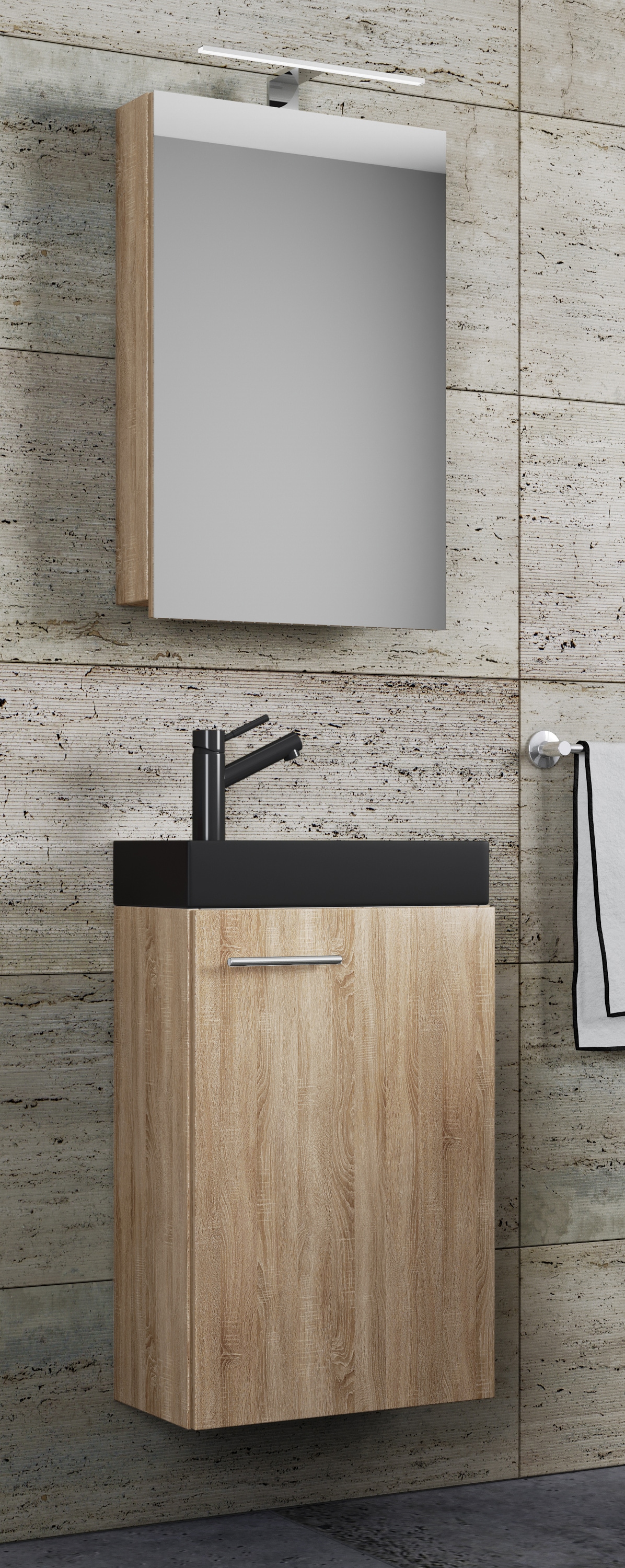 VCM Waschtisch »3tlg Waschtisch Slito SC Toilette schmal Schwarz« 3 Stk. tlg.