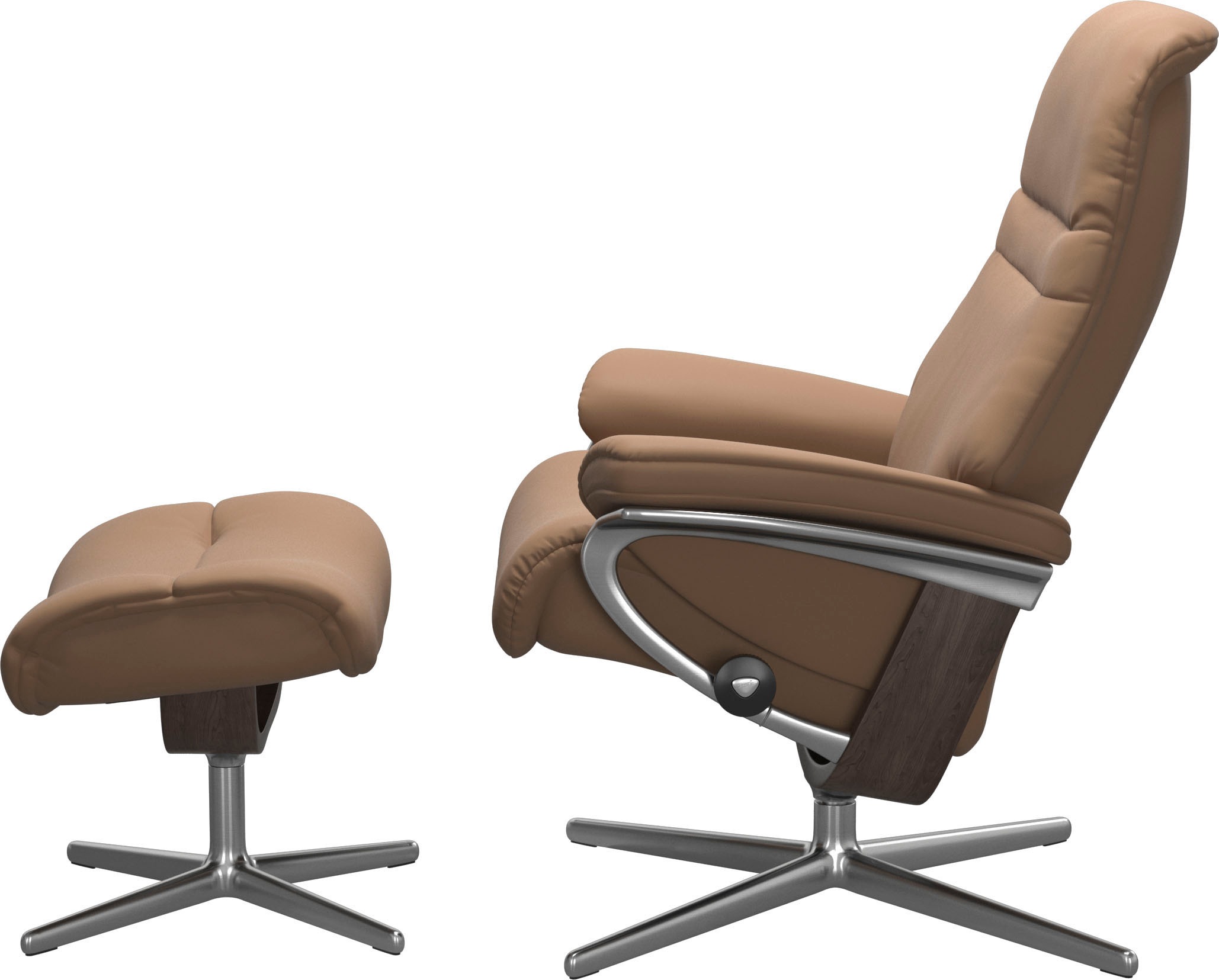 Stressless® Relaxsessel »Sunrise«, (Set, Relaxsessel mit Hocker), mit Hocker, mit Cross Base, Größe S, M & L, Holzakzent Wenge