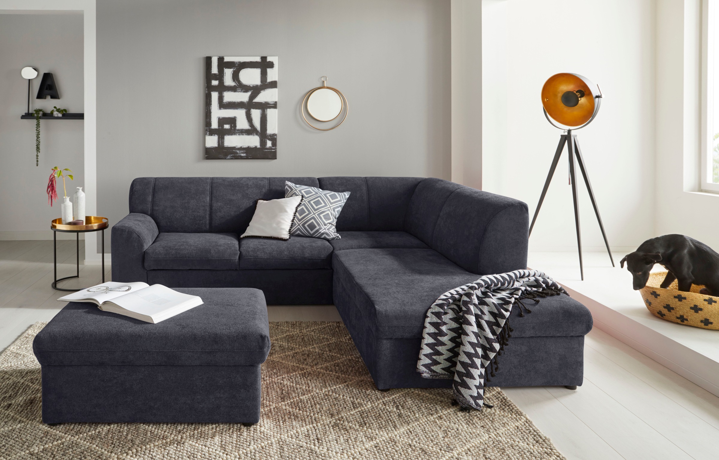 DOMO collection Ecksofa »Topper zeitlos elegant, kompakte Stellmaße, OTTOs Choice, L-Form« mit Ottomane, wahlweise mit Schlaffunktion