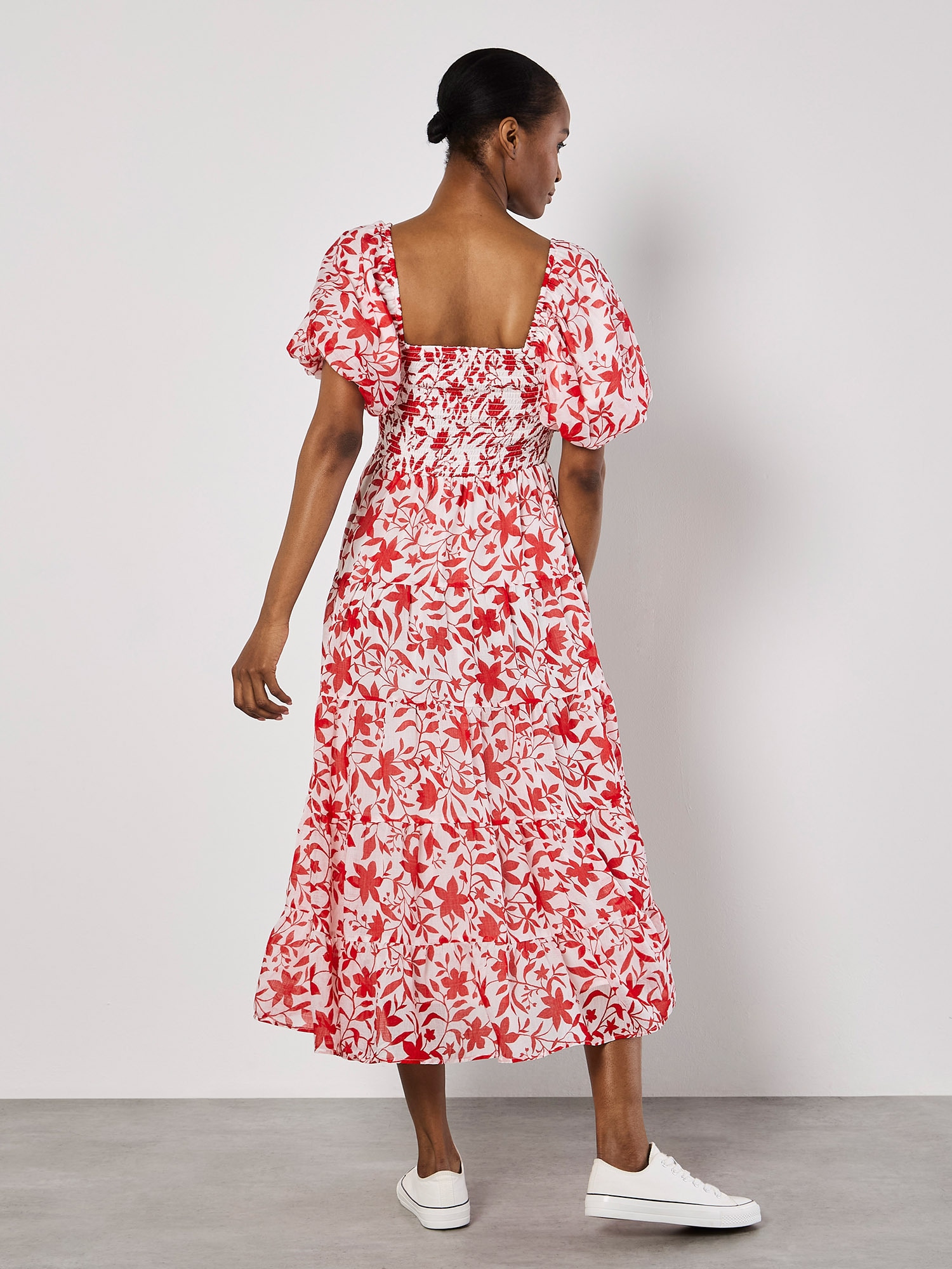 Apricot Druckkleid »Midikleid« mit Puffärmeln