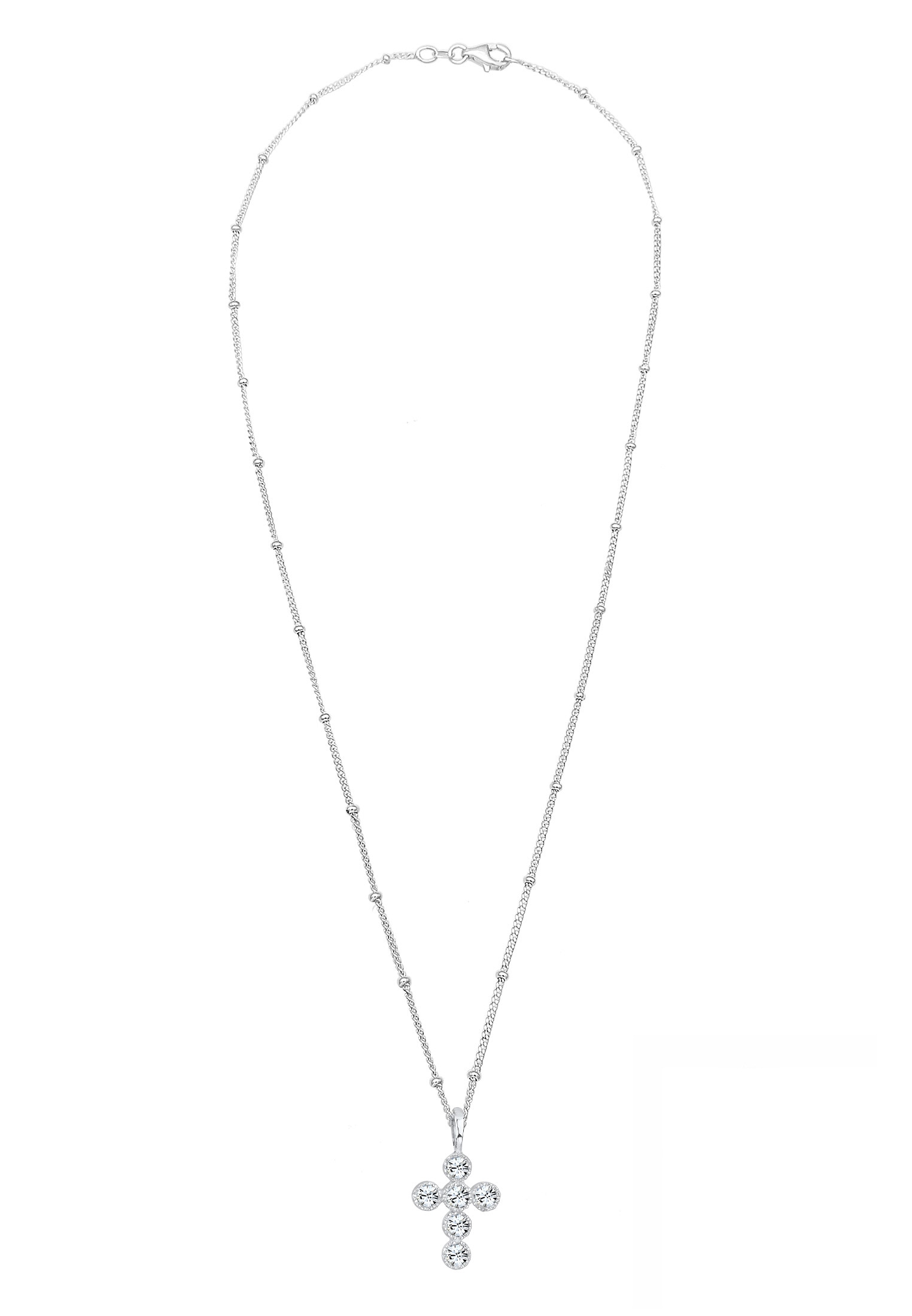 Elli Silberkette »Halskette Kreuz Glas Kristalle 925 Sterling Silber«