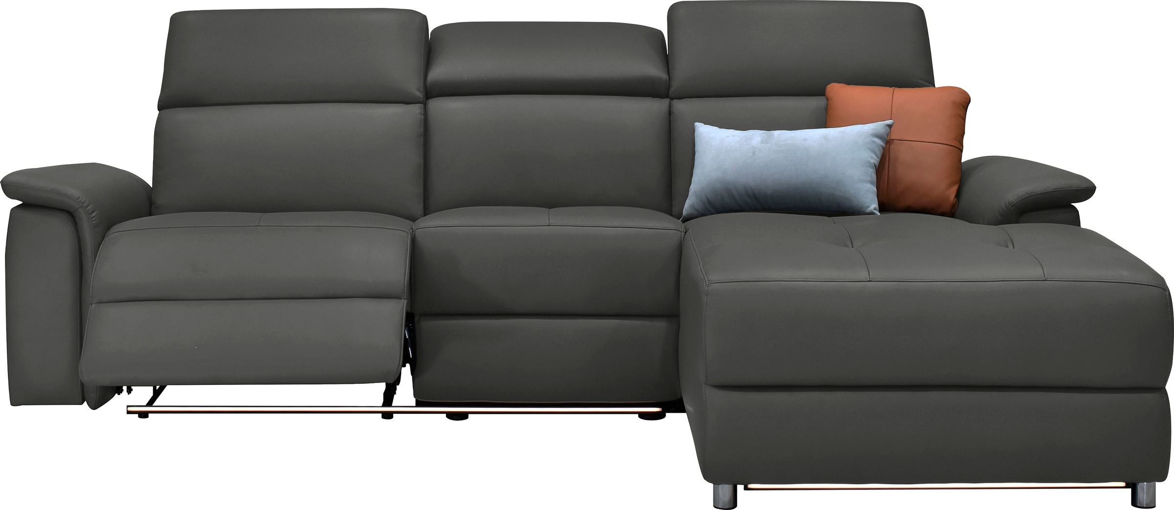 Places of Style Ecksofa »Pareli, L-Form, 259cm,m. Recamiere, Echtleder, Kunstleder, Webstoff«, man. o. elektr. Relaxfunktion, USB/Kopfteilverstellg u. LED