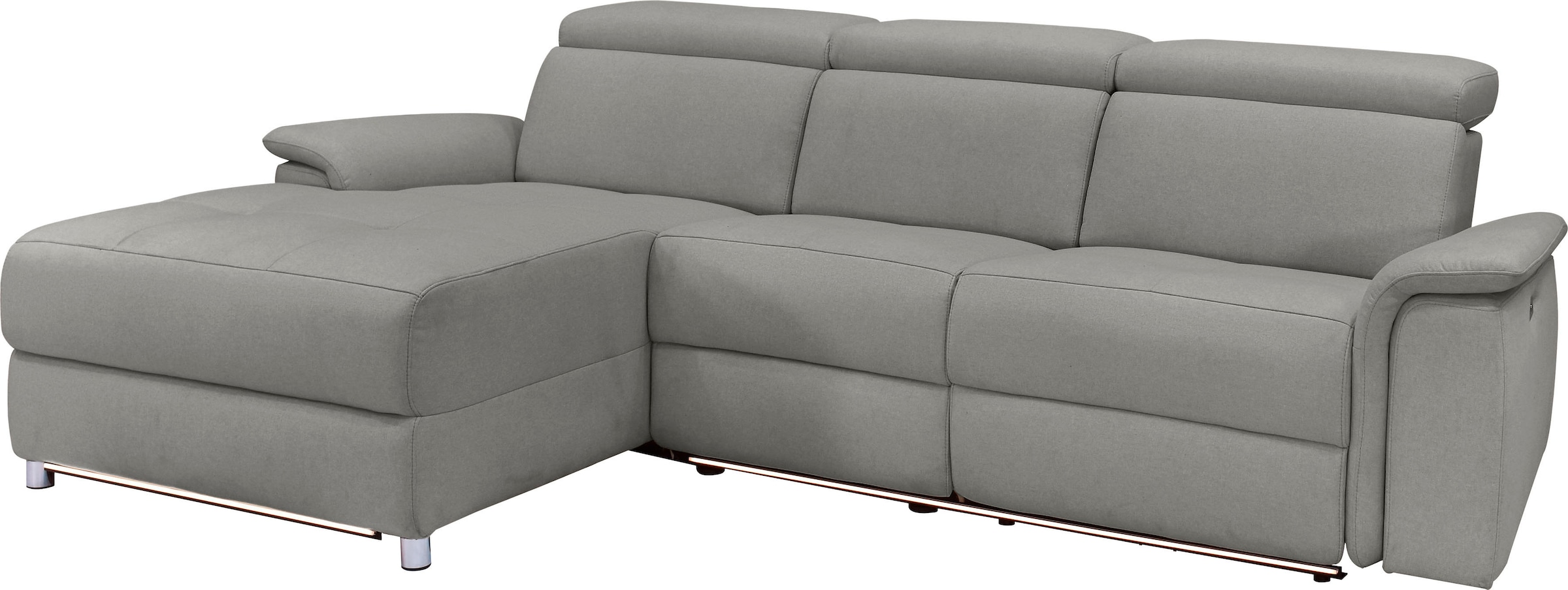 Places of Style Ecksofa »Pareli, L-Form, 259cm,m. Recamiere, Echtleder, Kunstleder, Webstoff«, man. o. elektr. Relaxfunktion, USB/Kopfteilverstellg u. LED
