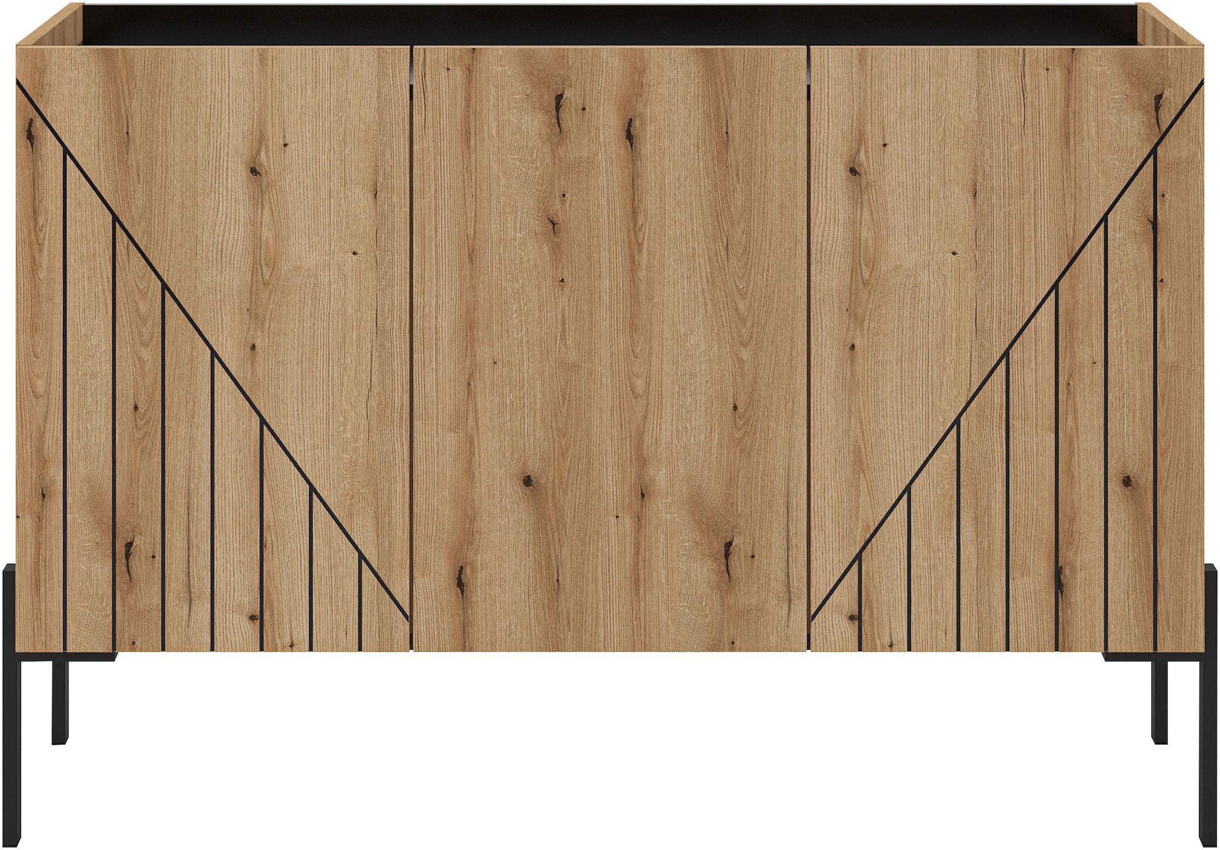 INOSIGN Sideboard »SNETT, Breite: 122cm, mit Metall-Stabfüßen, 3 Türen, 3 Einlegeböden« Anrichte, Kommode, Schrank, Board, Higboard