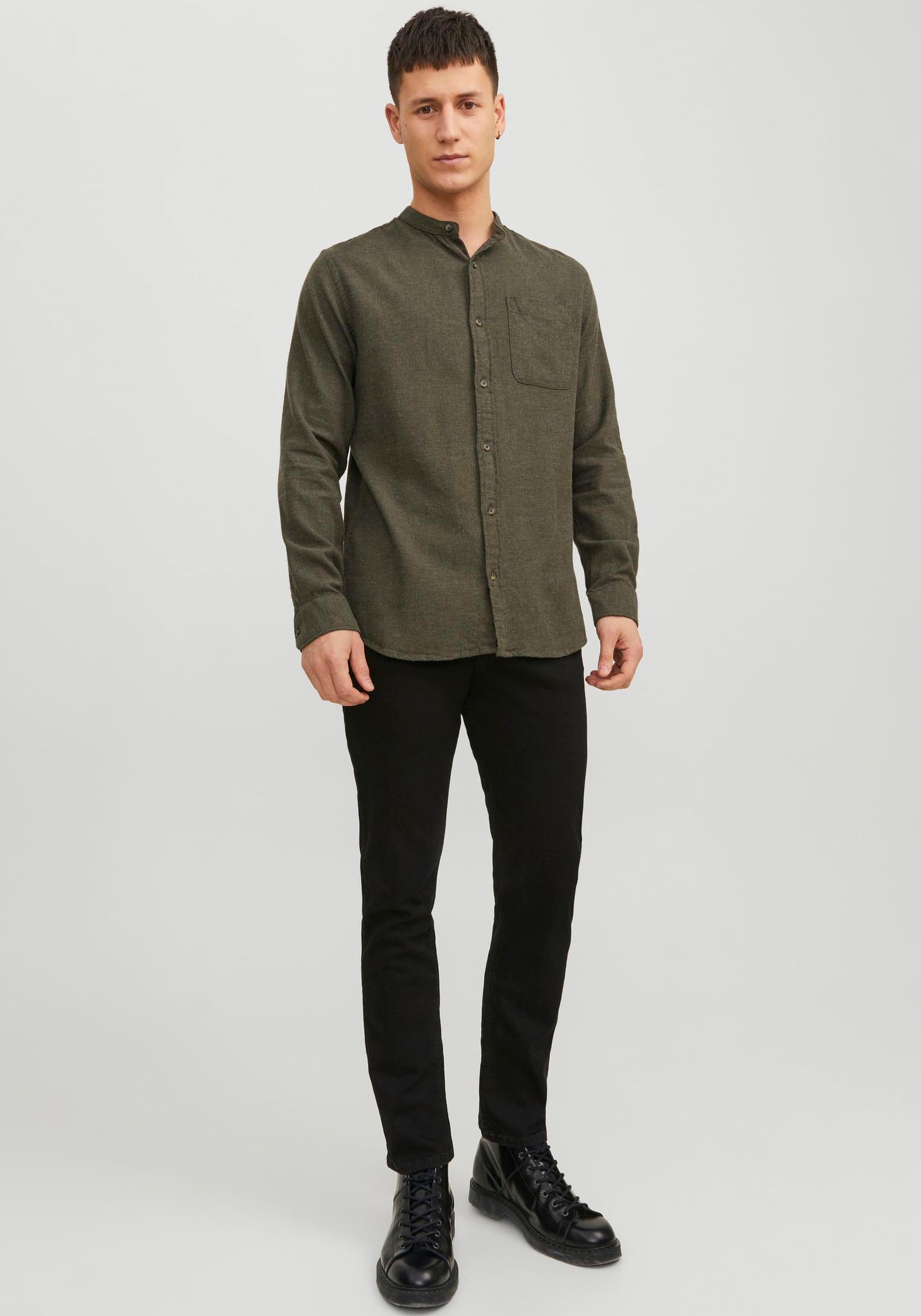Jack & Jones Langarmhemd »JJEBAND MELANGE SHIRT LS SN«
