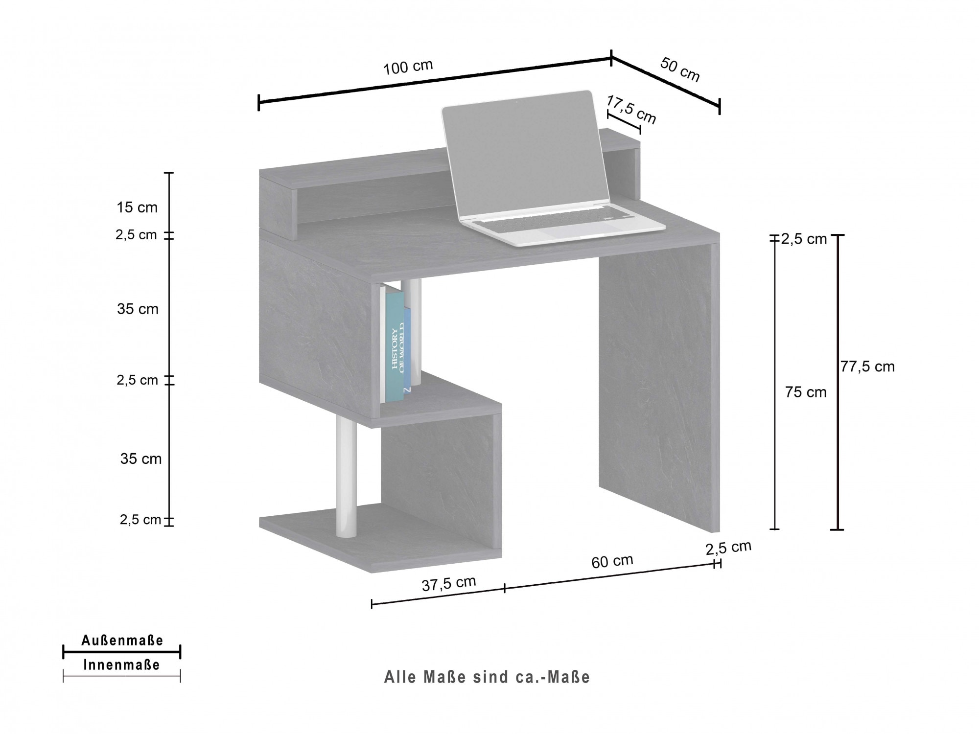 INOSIGN Schreibtisch »Esse, modernes Design«, in verschiedenen Breiten, mit und ohne Monitoraufsatz, Made in Italy