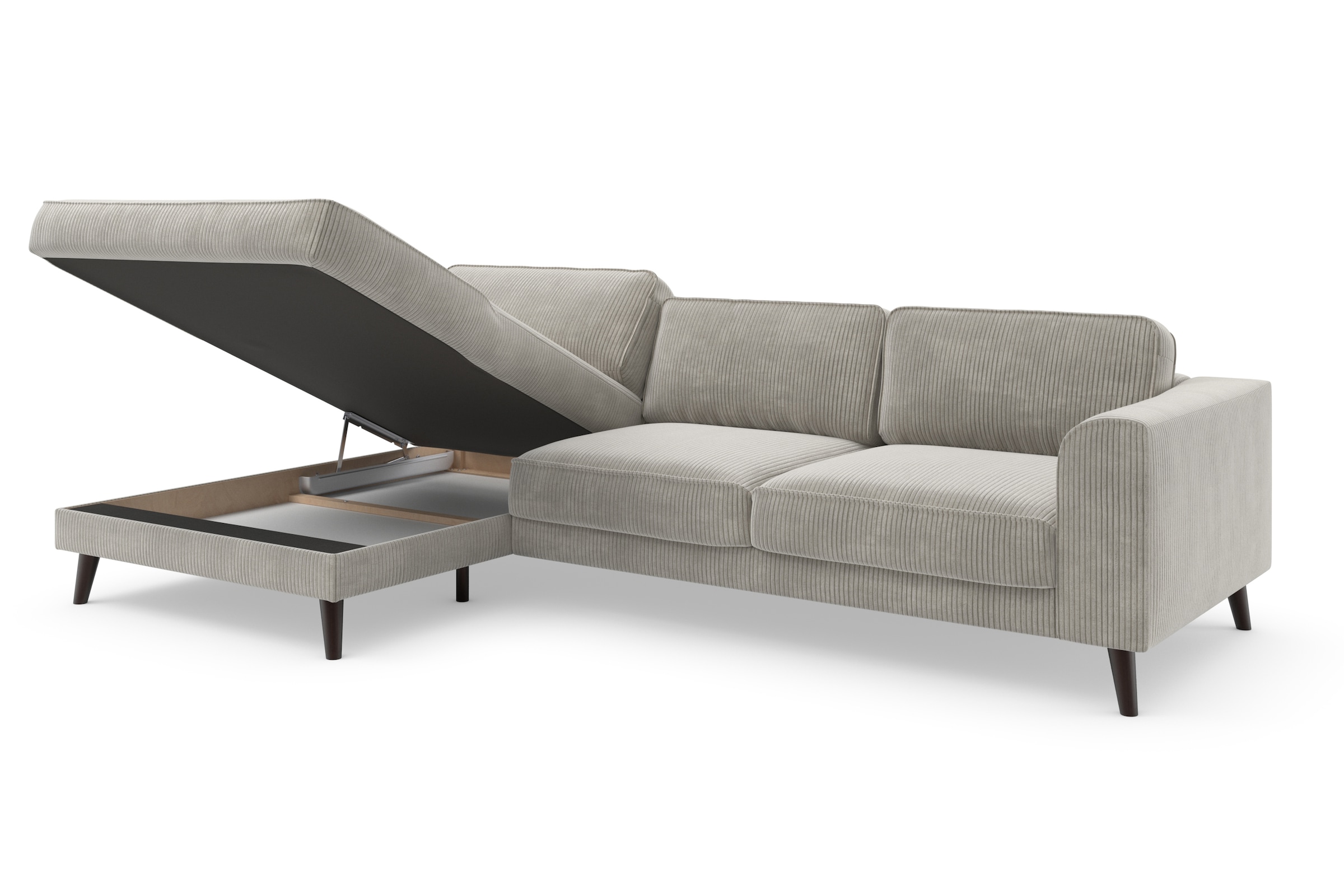 TRENDMANUFAKTUR Ecksofa »Lumber Jack, elegantes Designsofa, L-Form«, wahlweise mit Bettfunktion u. Bettkasten