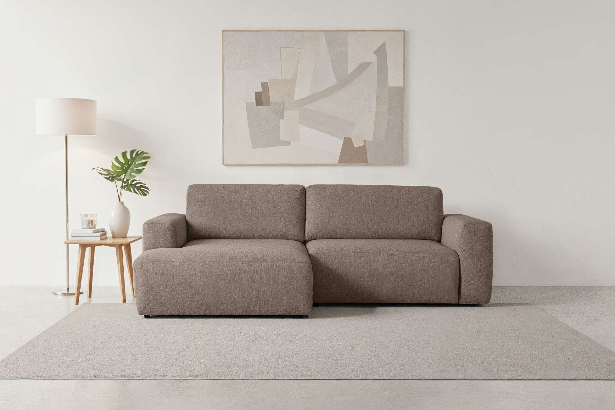Home affaire Schlafsofa »Noord Schlafecksofa, Breite 250 cm« Cord, Struktur, Webstoff, mit Wellenunterfederung, Massivholzrahmen