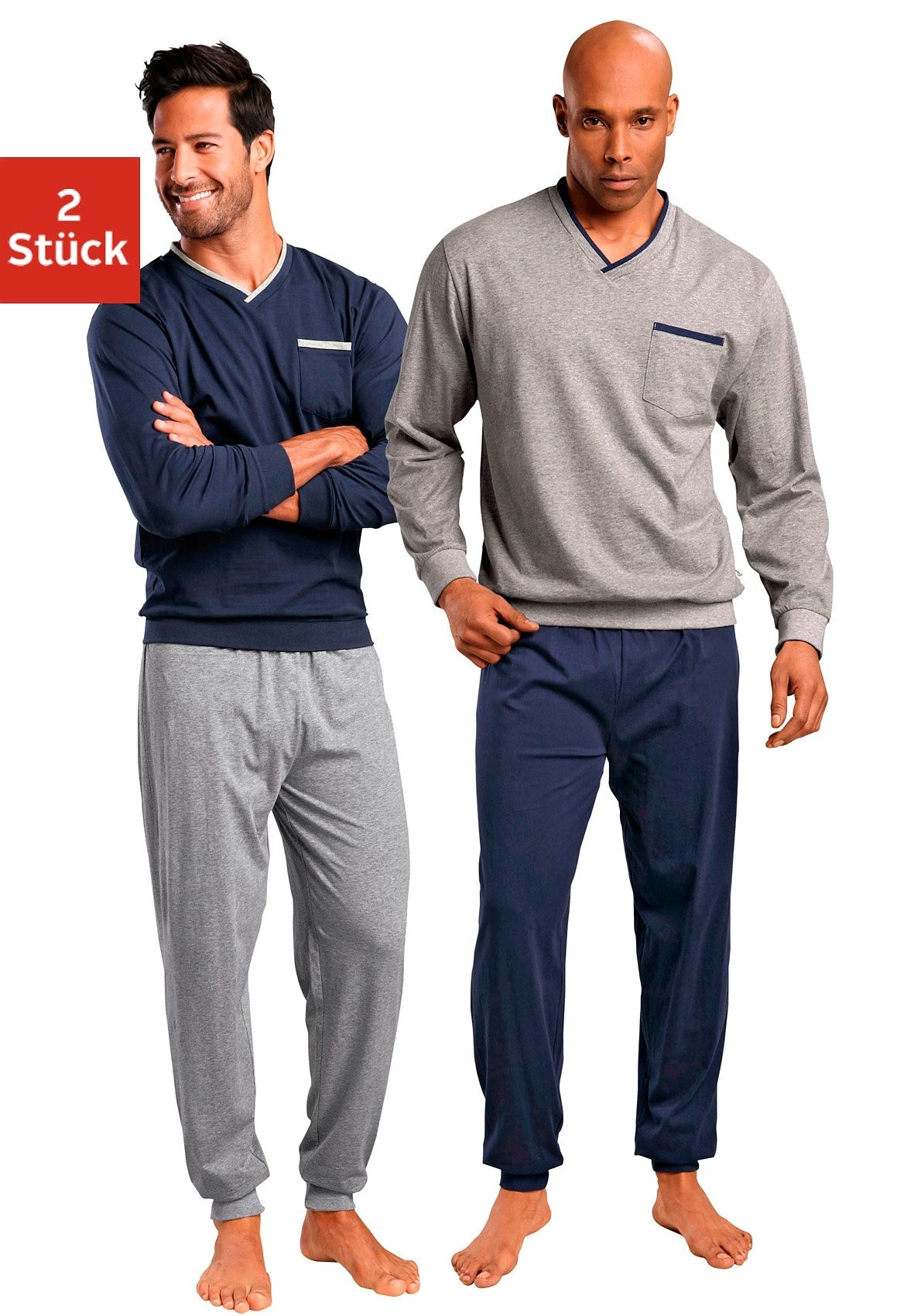 le jogger® Pyjama, (Packung, 4 tlg., 2 Stück), in langer Form