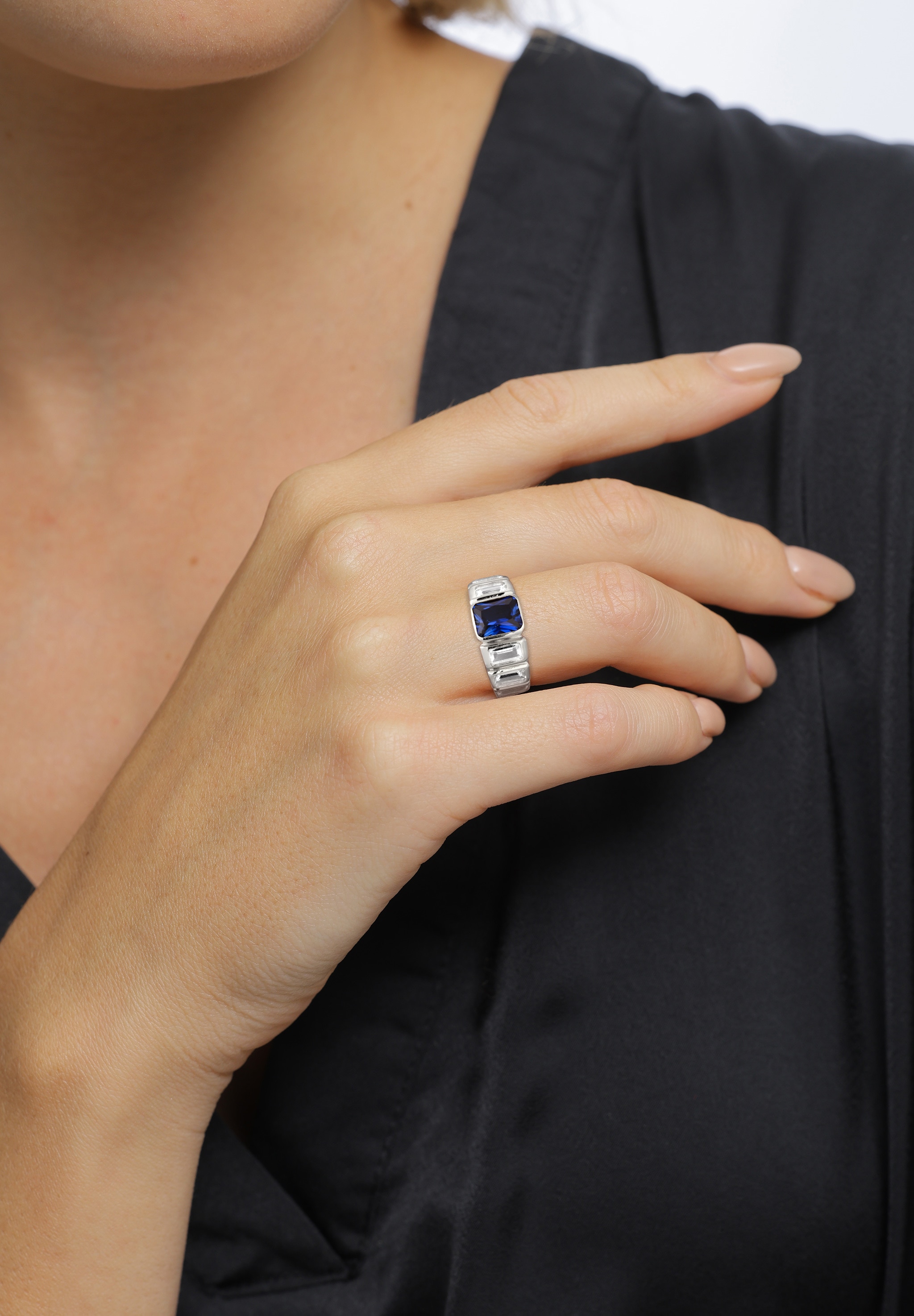 Elli Premium Silberring »Ring Topas Saphir Dunkelblau 925 Sterling Silber«