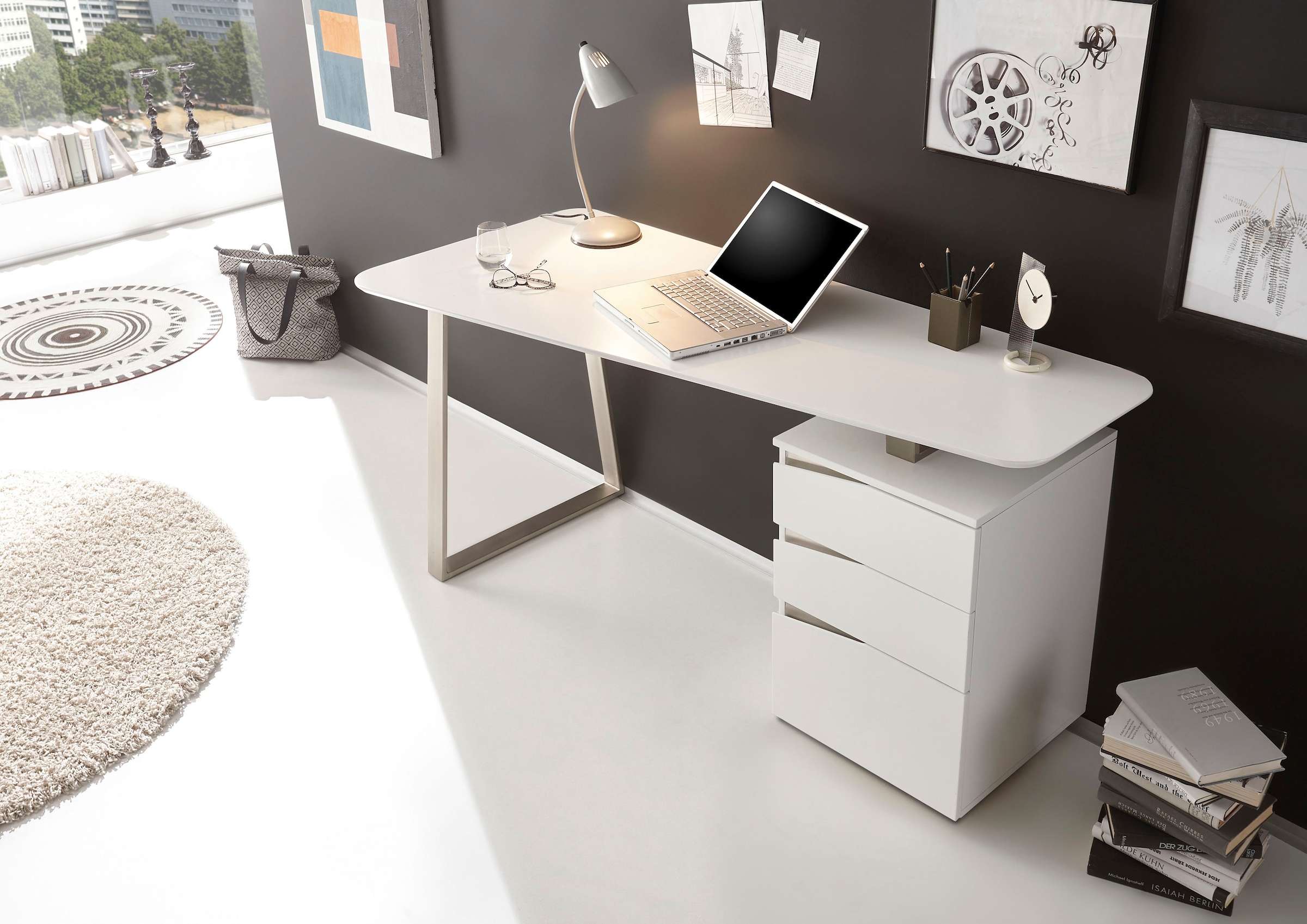 MCA furniture Schreibtisch »Tori«, weiß matt lackiert, mit 3 Schubladen, Breite  150 cm auf Rechnung bestellen