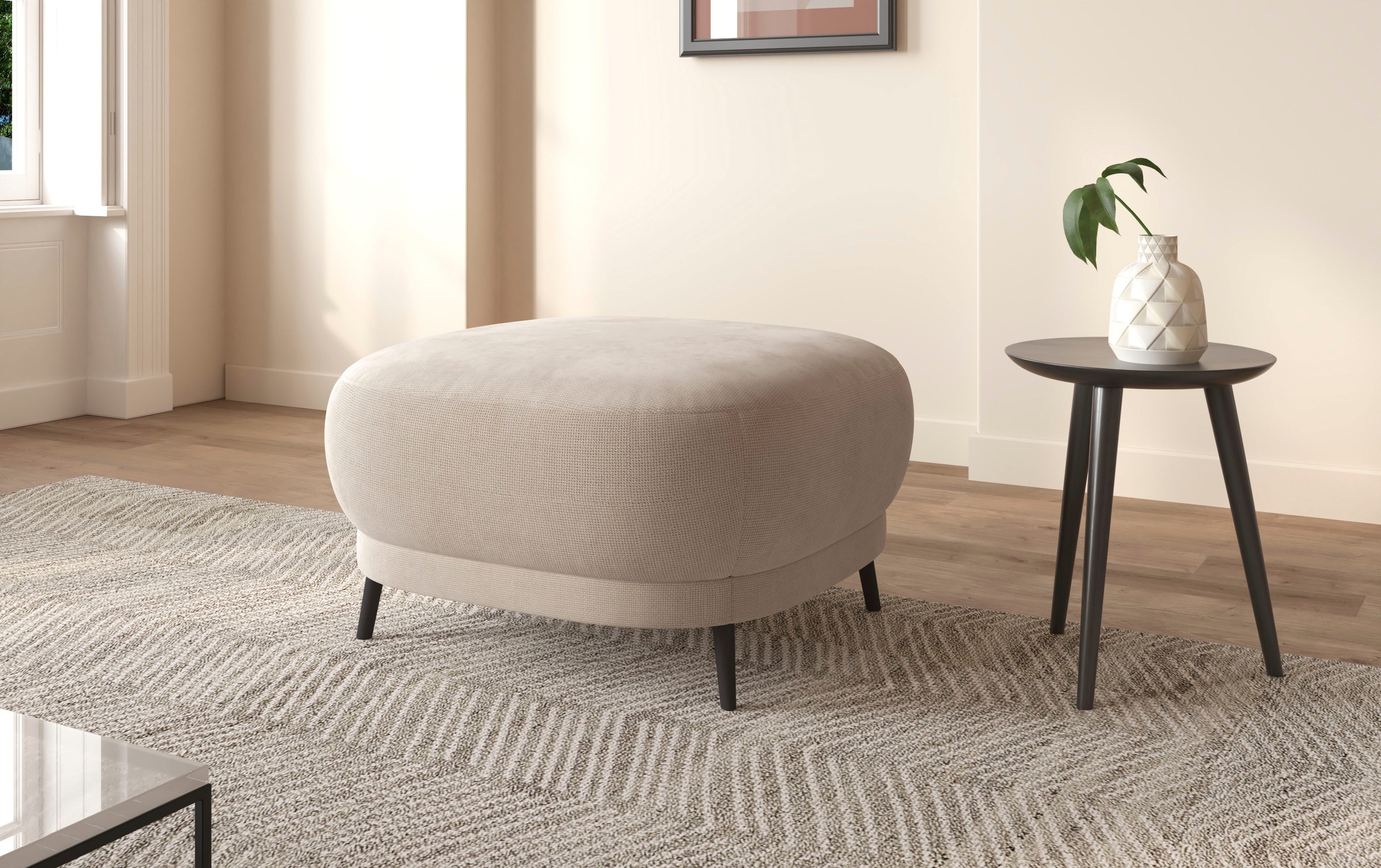 sit&more Polsterhocker »Blues« mit Metallfüßen, schwarz-matt