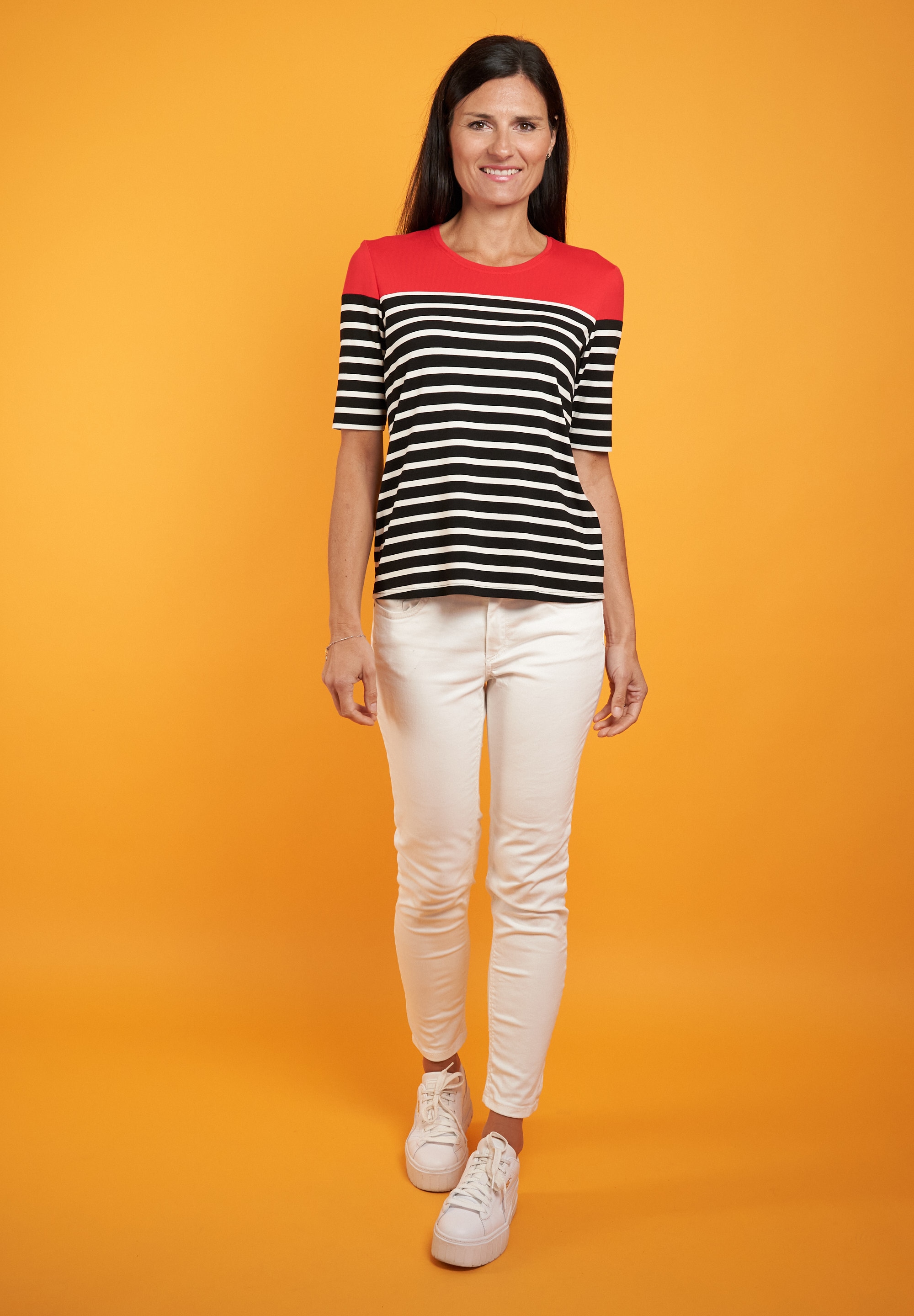 Seidel Moden T-Shirt, mit Colorblocking und Streifenmuster, MADE IN GERMANY
