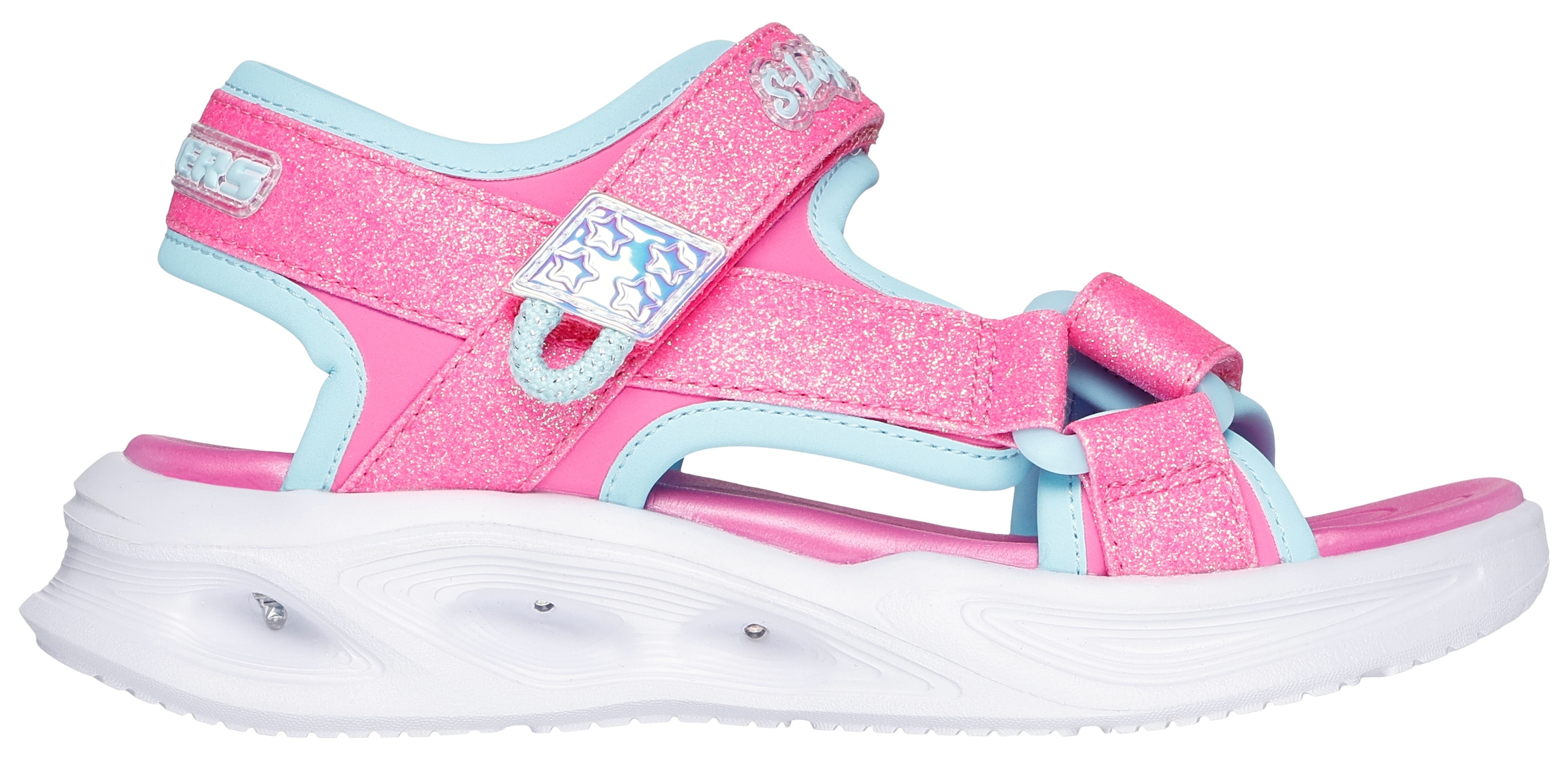 Skechers Sandale »SOLA GLOW SANDAL«, Klettschuh, mit Glitzer, Blinkfunktion, Größenschablone zum Download