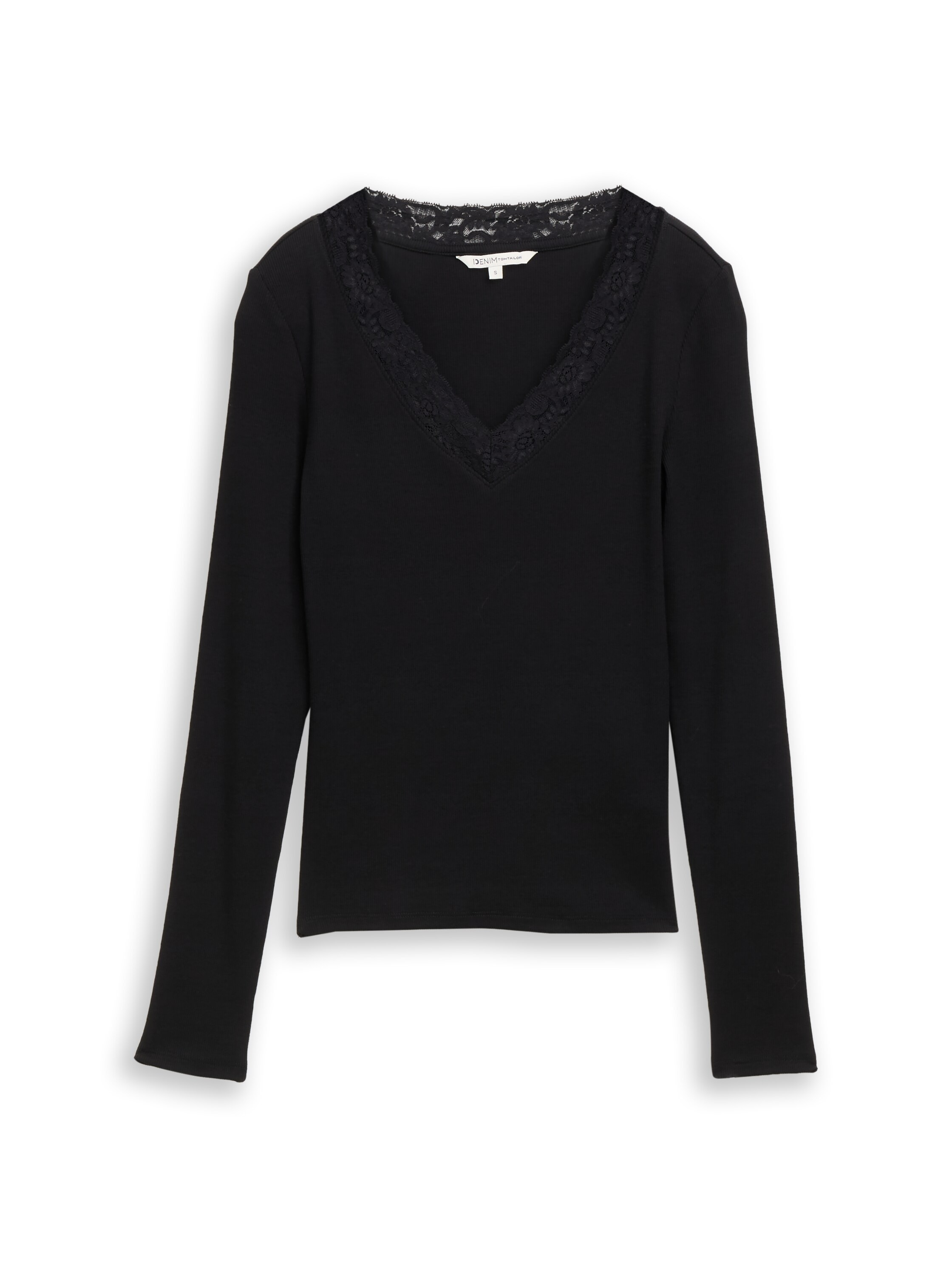 TOM TAILOR Denim Langarmshirt mit Spitzen-Detail