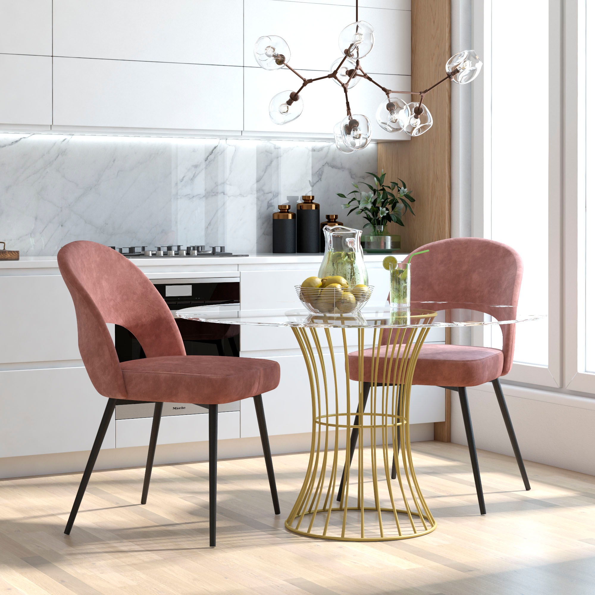 CosmoLiving by Cosmopolitan Esszimmerstuhl »Alexi«, 1 St., Veloursstoff, Metallgestell, verschiedene Farbvarianten erhältlich, Sitzhöhe 46 cm