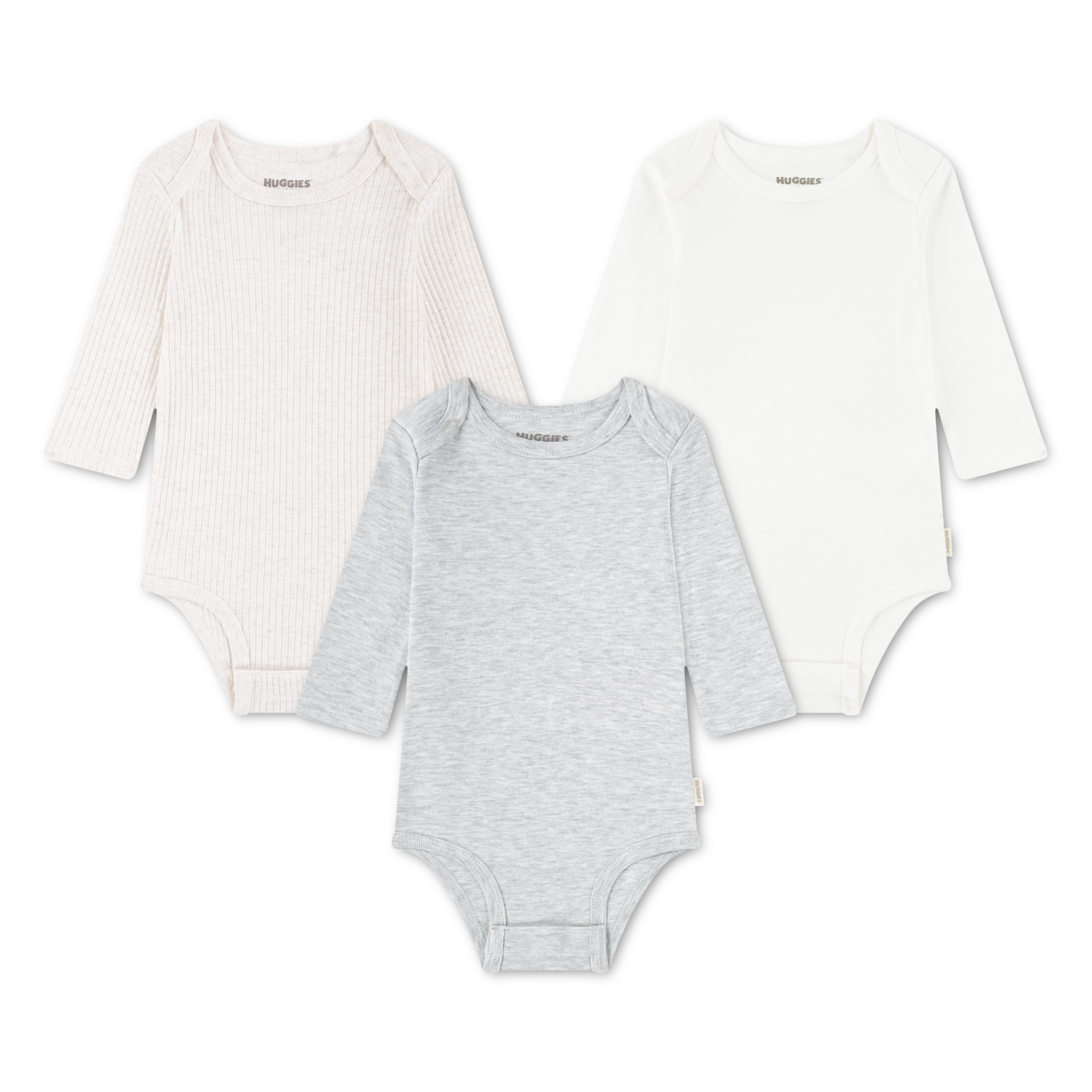 HUGGIES babywear Langarmbody »HUGB 3PK BODYSUIT« Packung, 3 Stk. 3er-Pack, in Ripp-Optik
