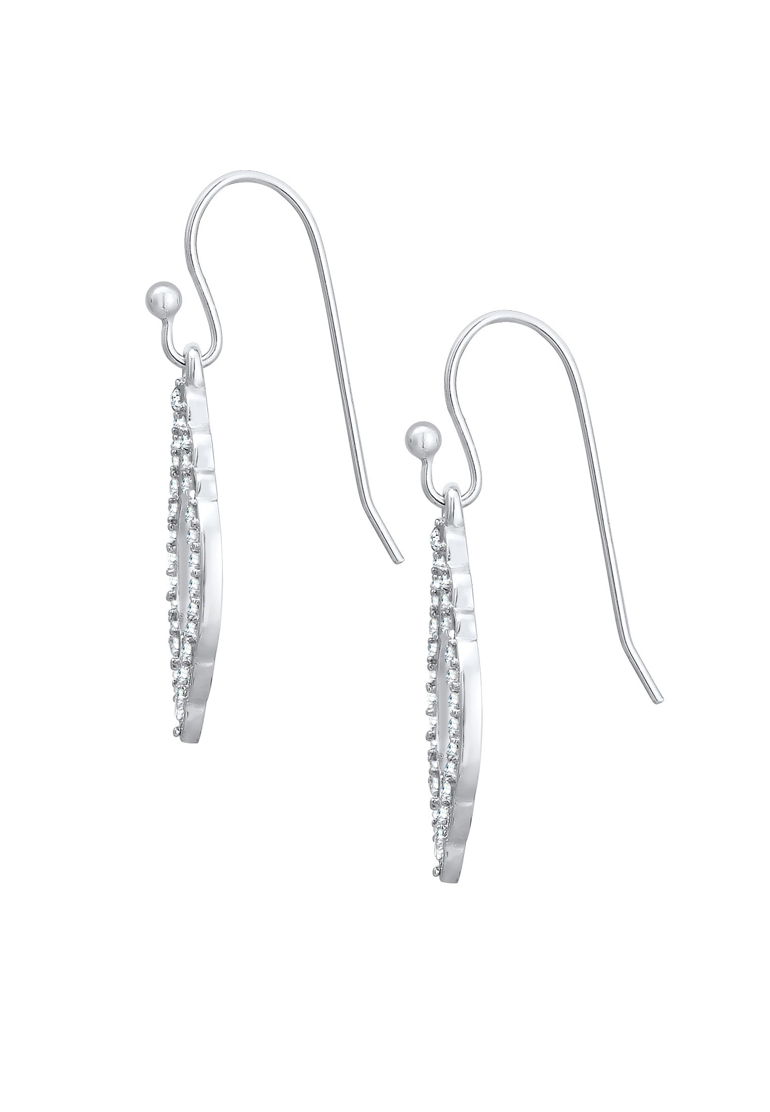 Elli Paar Ohrhänger »Ohrringe Ohrhänger lang Ornament Glas Kristalle Weiß 925 Sterling Silber«