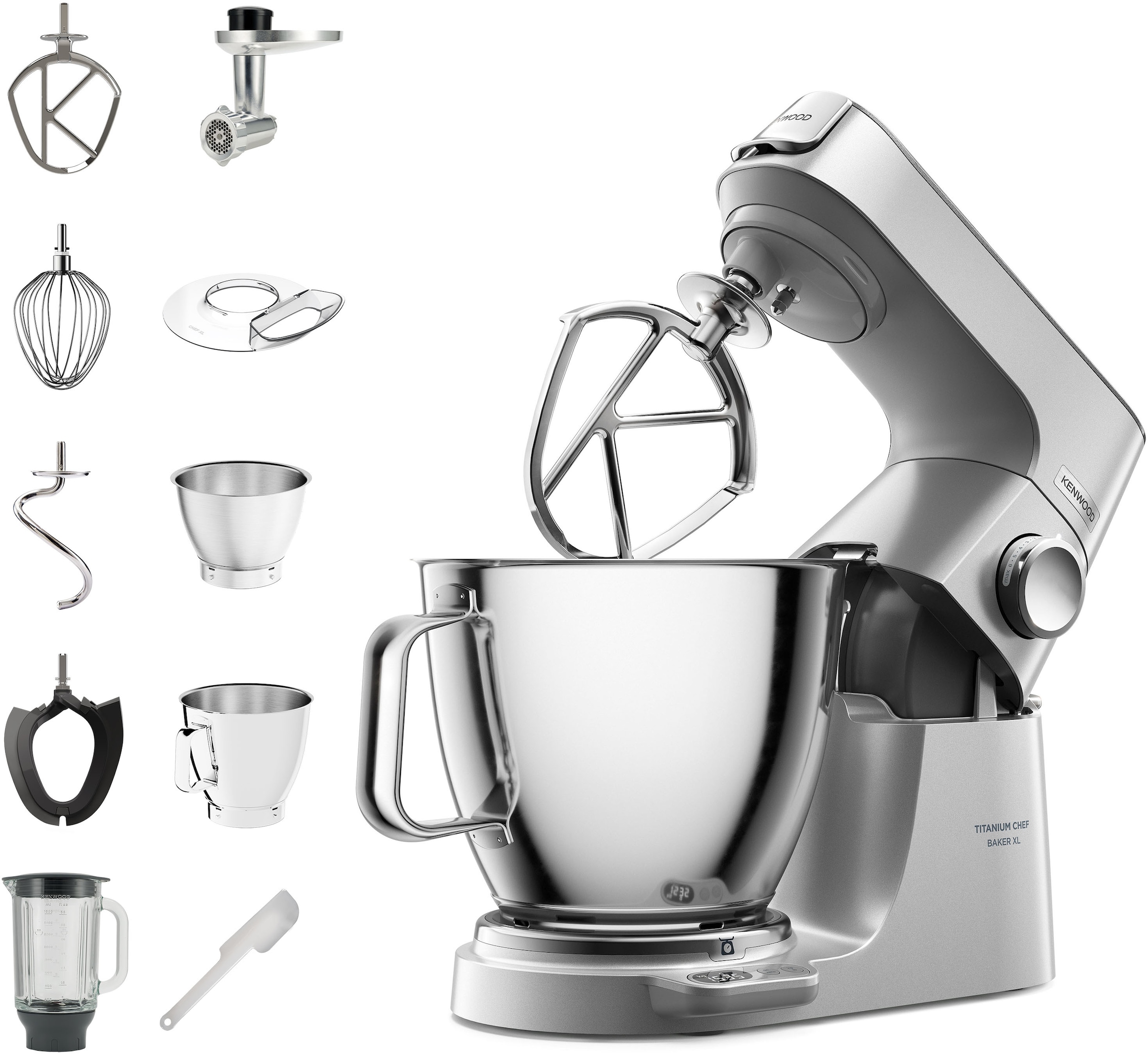 KENWOOD Küchenmaschine »Titanium Chef Baker XL KVL85.224SI i«, inkl. umfangreiches Zubehör, integrierter EasyWeigh Waage