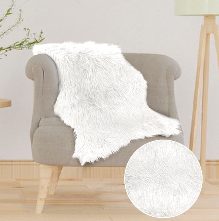 Home affaire Fellteppich »Valeria«, fellförmig, 60 mm Höhe, Kunstfell Teppich rund, besonders weich und flauschig, fußbodenheizungsgeeignet, pflegeleicht, ideale Teppiche für Wohnzimmer, Schlafzimmer und Esszimmer