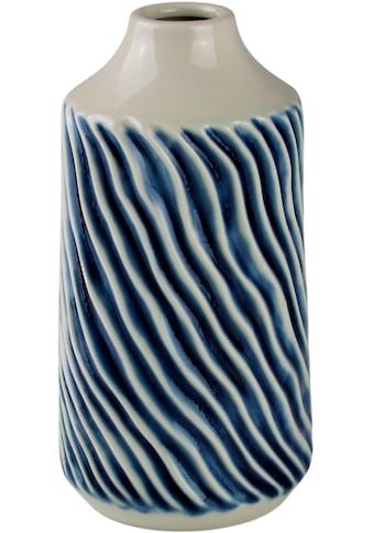 Dekovase »Welle, blau-weiß, Tischvase aus Keramik«, (1 St.)