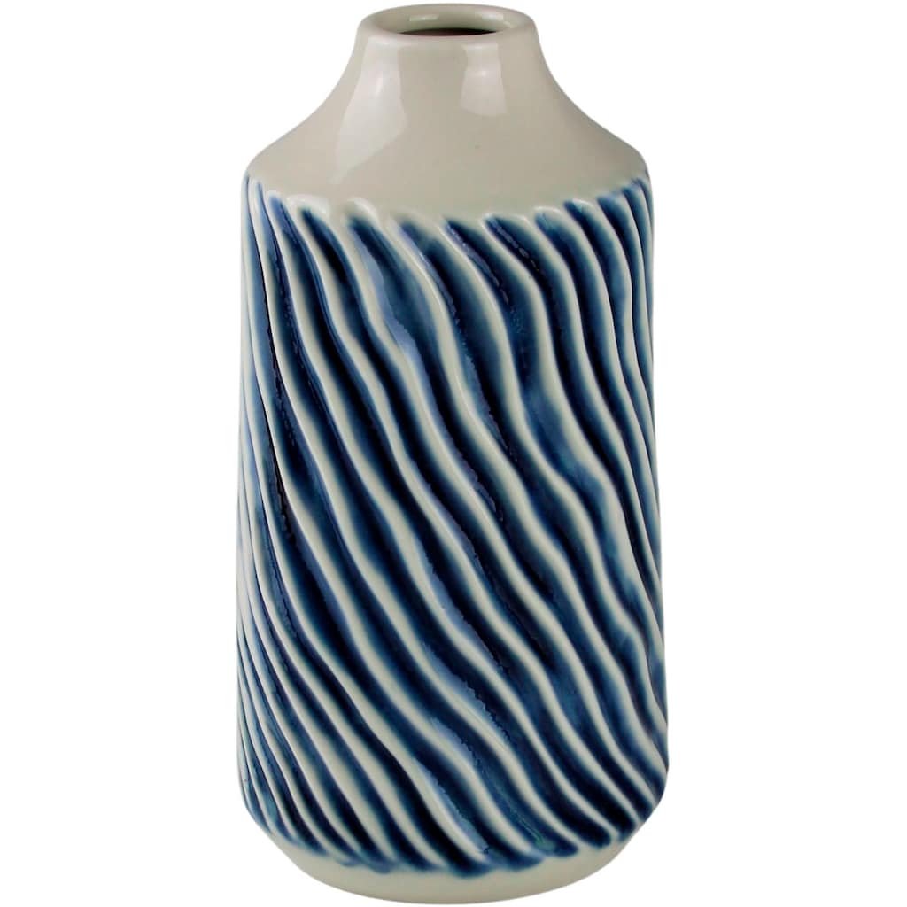 AM Design Dekovase »Welle, blau-weiß, Tischvase aus Keramik«, (1 St.), Keramikvase, Dekoobjekt, Blumenvase