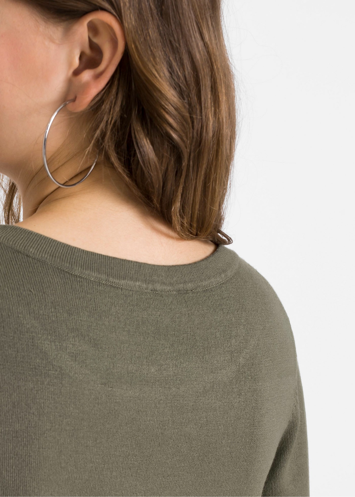 bonprix Strickpullover »Feinstrickpullover mit Rockansatz« mit Materialmix, runder Halsausschnitt, mehrfarbige Optik