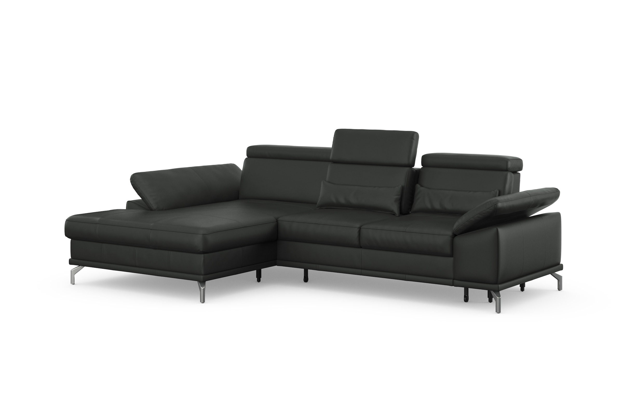 sit&more Ecksofa »Cabrio L-Form, mit Sitztiefenverstellung, Arm- und Kopfteilverstellung«, 2 Nierenkissen, Federkern, optional Bettfunktion und Stauraum