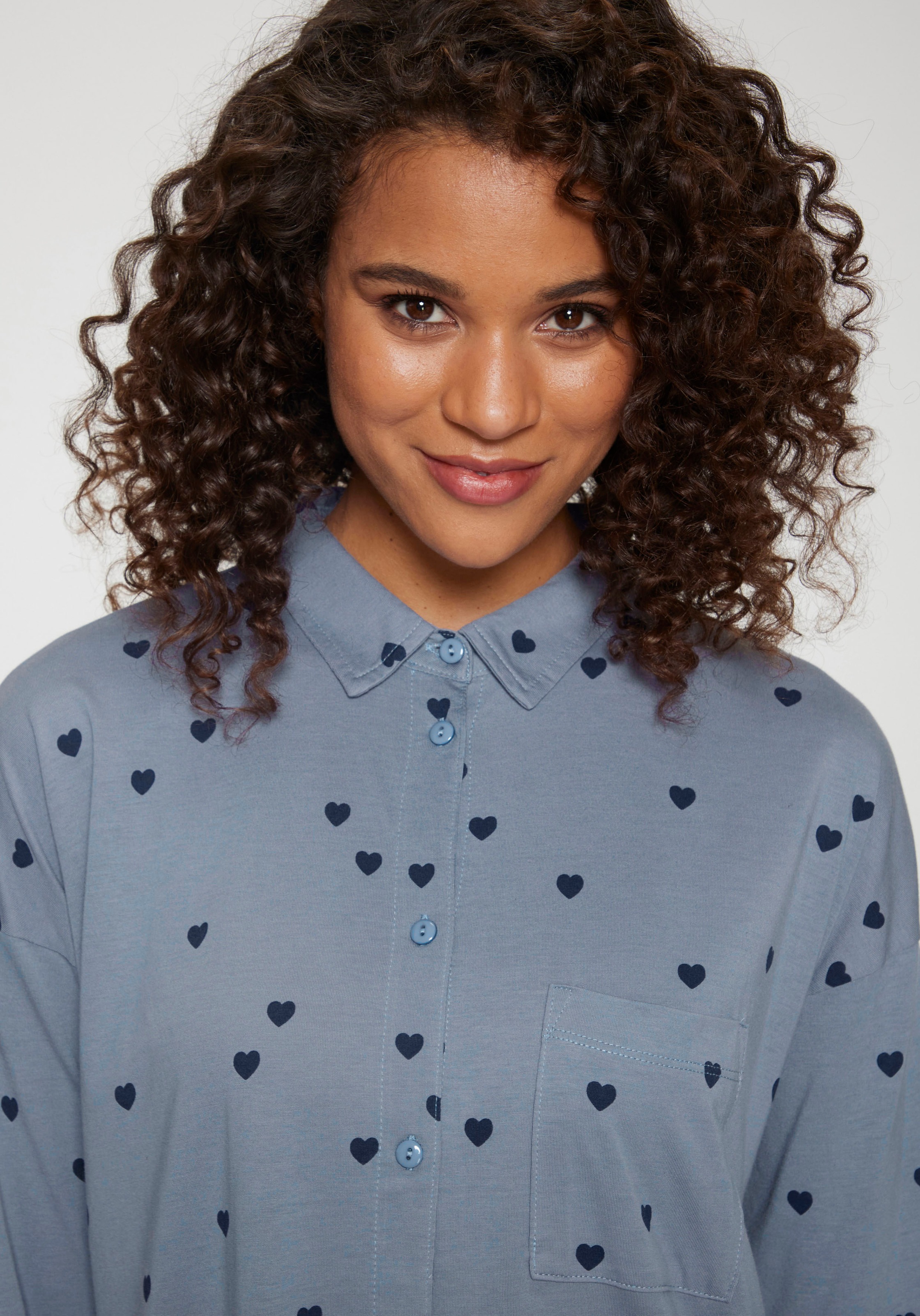 Vivance Dreams Nachthemd Brusttasche in Hemd-Stil