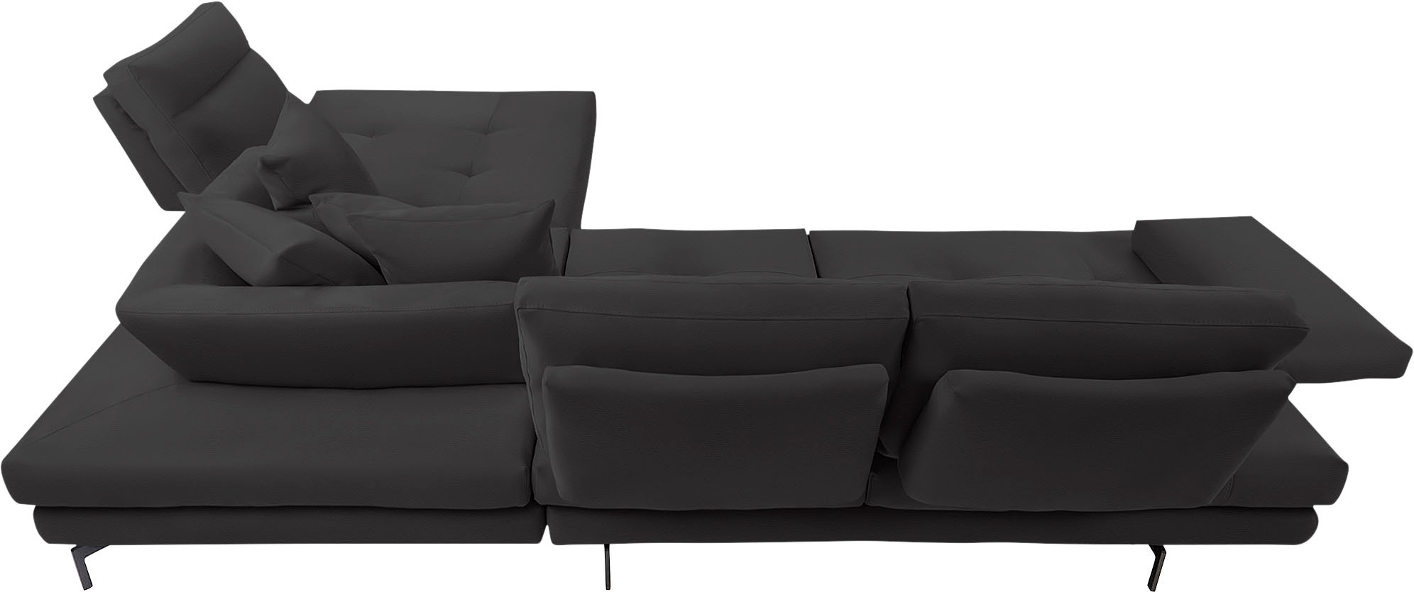 CALIA ITALIA Ecksofa »Toby Wing, Komfortsofa mit Sitzkomfort der Extraklasse, L-Form«, Sitztiefenverstellung, wahlw. mit Kissen-Set,Füße schwarz matt
