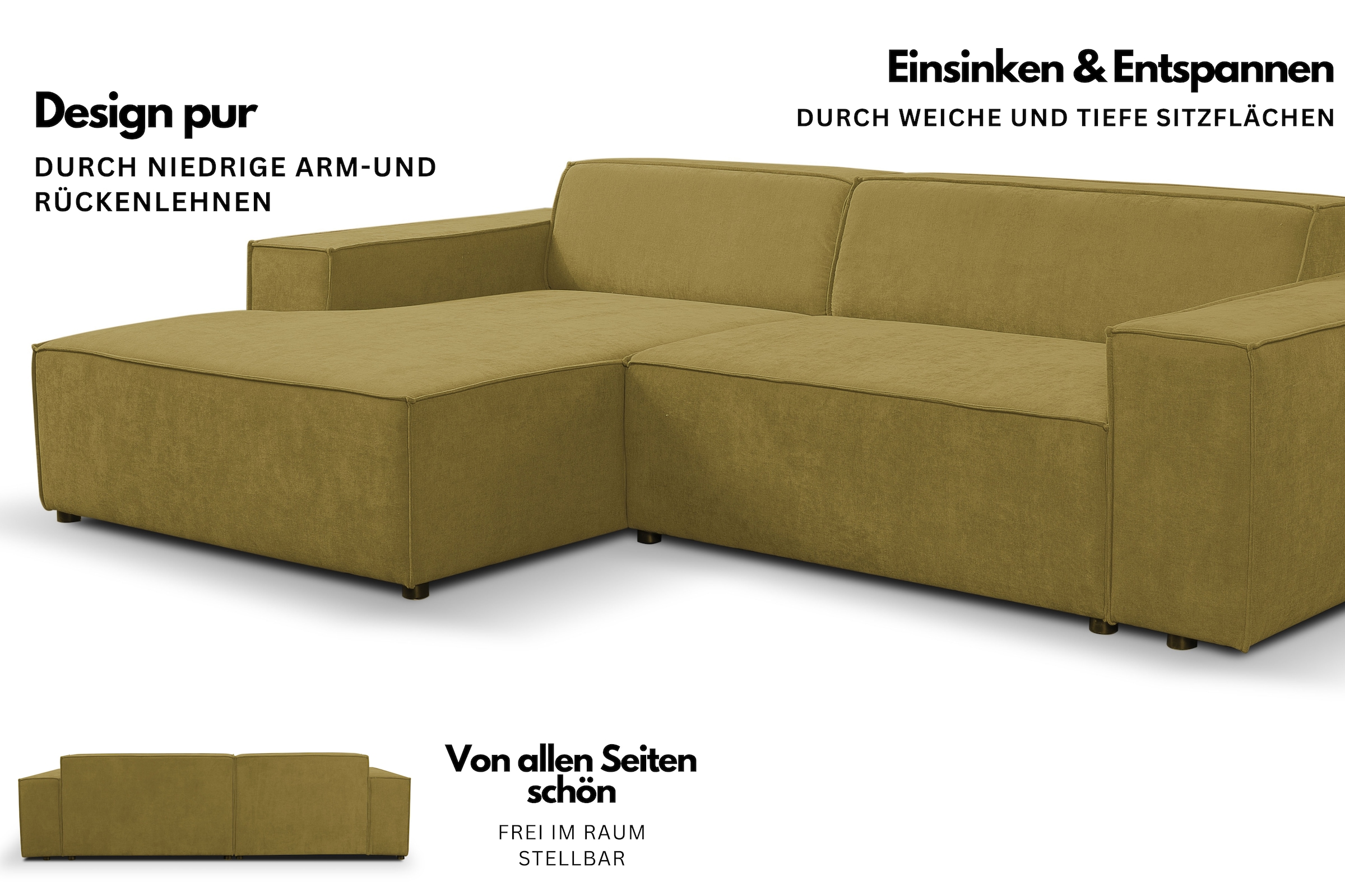 WERK2 Ecksofa »Trento, elegant & zeitlos, Breite  268cm, pflegeleichte Bezüge, L-Form« Trento – Sofa mit Eleganz, Komfort und klaren Linien für jeden Raum