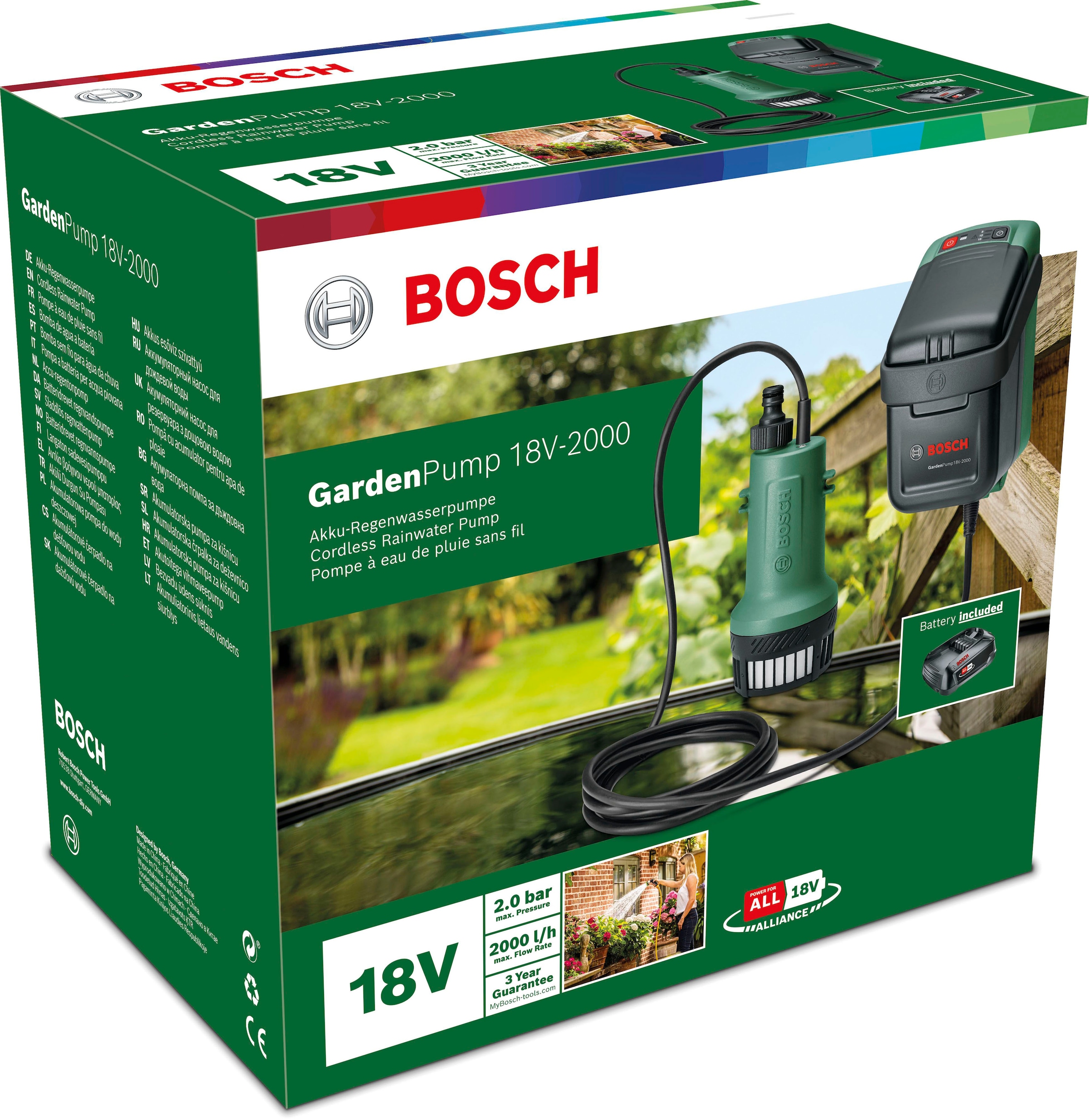 Bosch Home & Garden Akku-Gartenpumpe »GardenPump 18V-2000«, mit Akku 18V/2,5 Ah und Ladegerät