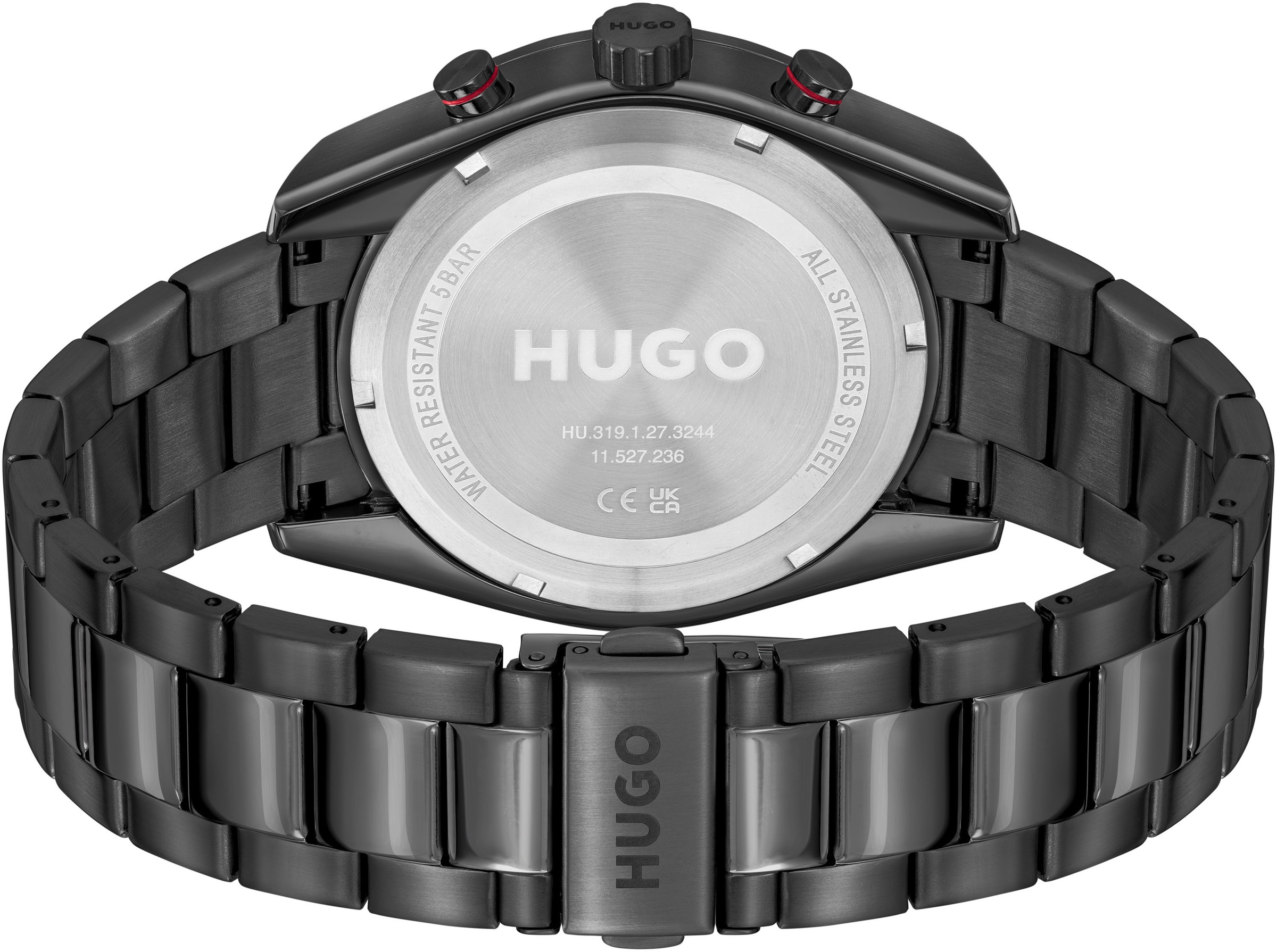 HUGO Multifunktionsuhr »#FAST«, Armbanduhr, Quarzuhr, Herrenuhr, Datum, Edelstahlarmband