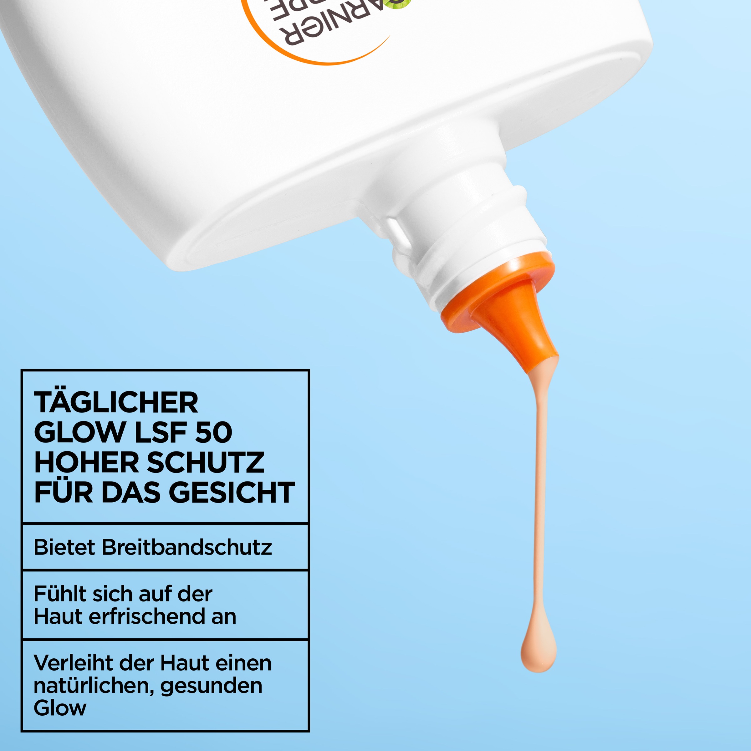 GARNIER Sonnenschutzfluid »SUPER UV UV-WATER-FLUID GLOW LSF 50« für das Gesicht, leichte Fluid-Textur, mit LSF 50