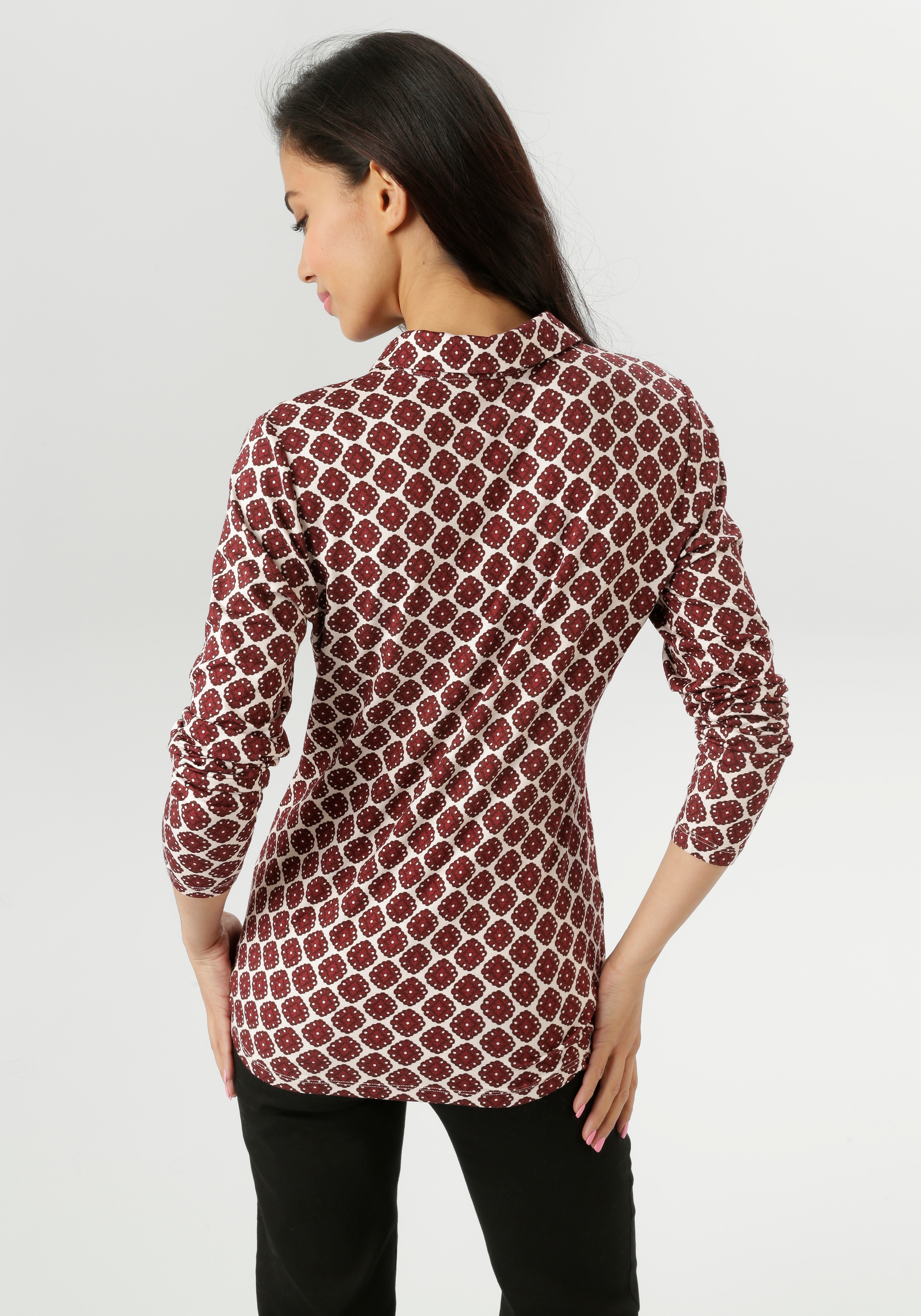 Aniston SELECTED Hemdbluse, mit extravagantem, farbenfrohen Retro-Muster - NEUE KOLLEKTION