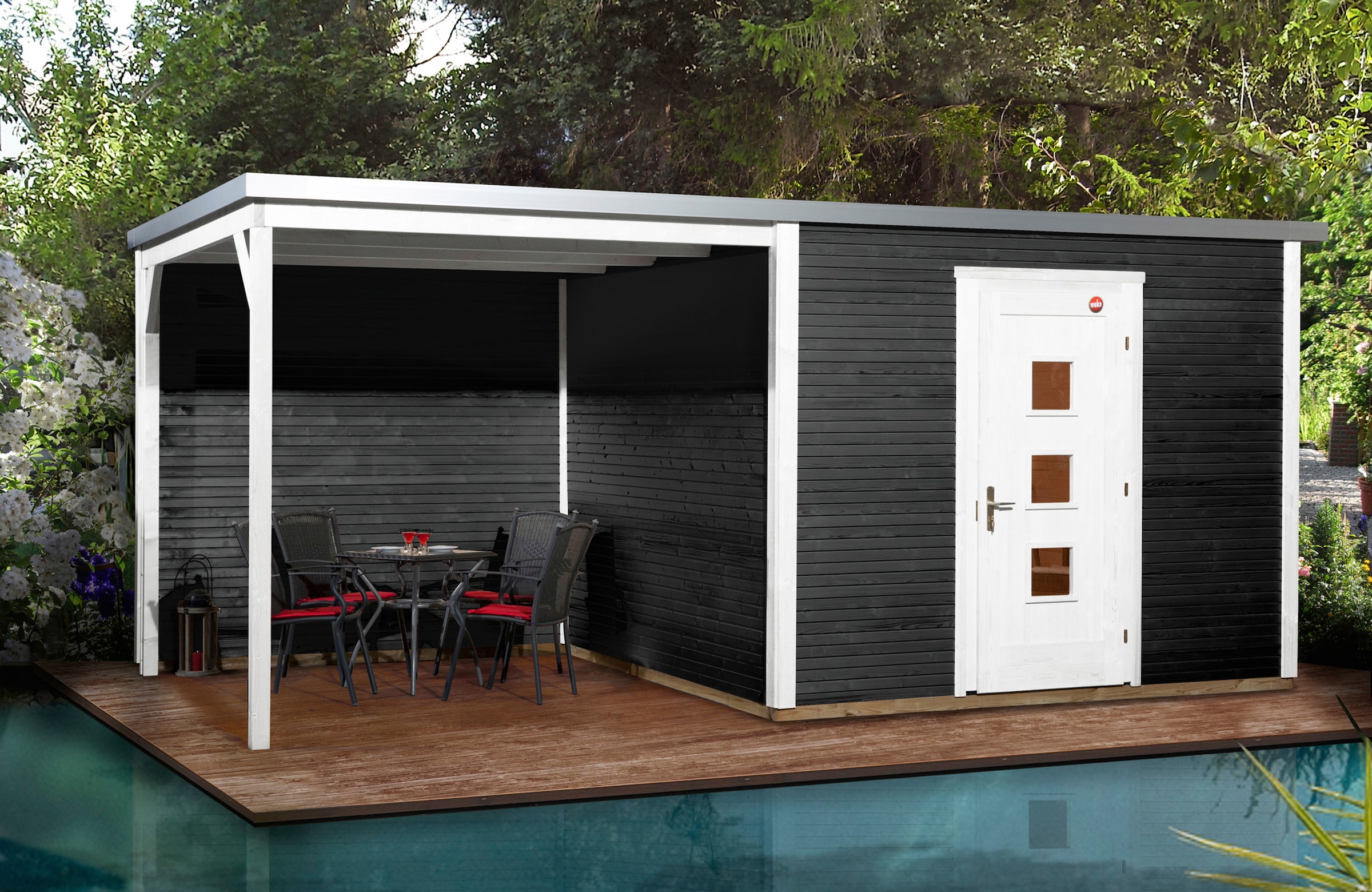 weka, Gartenhaus »Line 413B Gr.2«, anthrazit-naturbelassen, Massivholz, Fußboden im Gartenhaus, anthrazit-naturbelassen