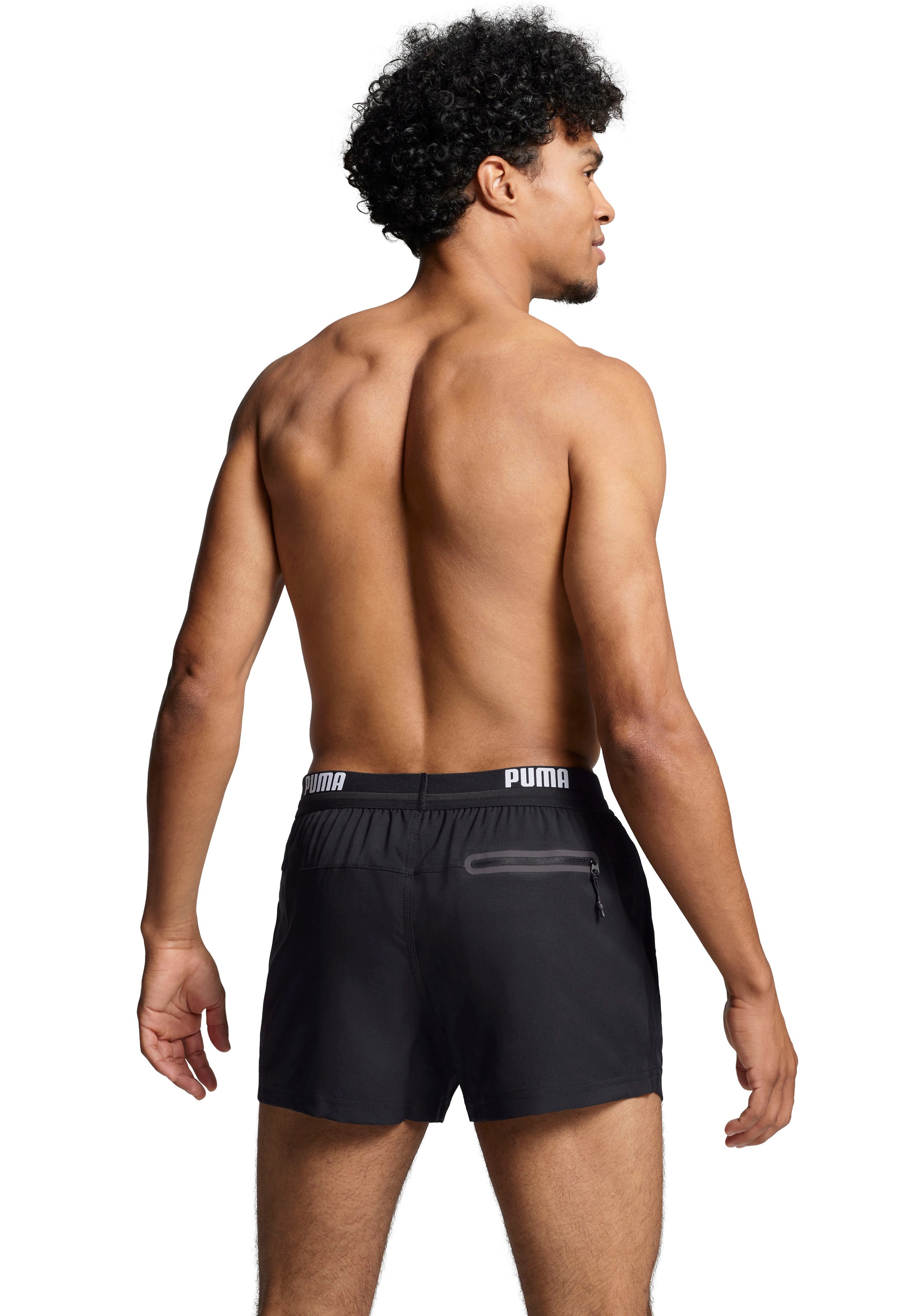 PUMA Badeshorts »PUMA SWIM MEN LOGO SHORT SHORTS 1P« Seitentaschen, Gesäßtasche mit Reißverschluss, Kordelzug