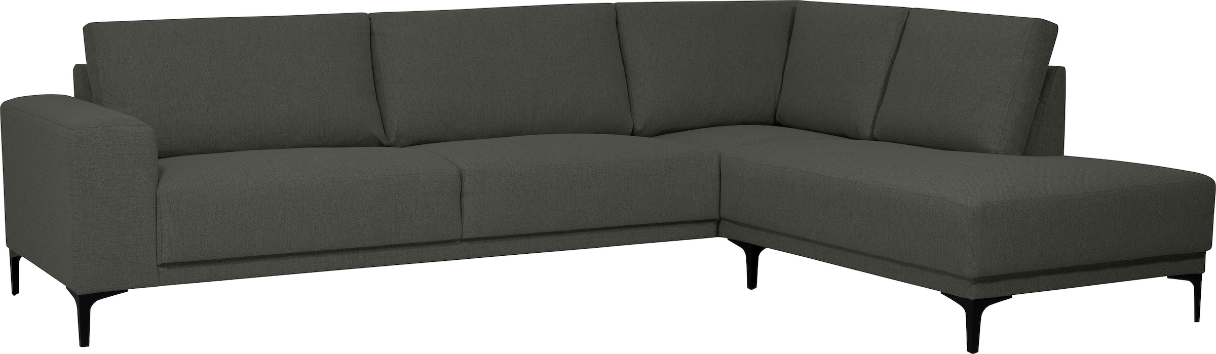 Places of Style Ecksofa »Xander, L-Form,«, Breite 289 cm, Webstoff, Soft-Touch Chenille, schwarze Metallfüße