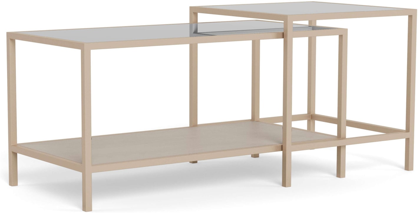ACTONA GROUP Couchtisch »Seaford Kaffeetisch, Wohnzimmertisch« Couchtisch-Set mit Glas & Melamin, 2 Tische, 90x50x50 cm