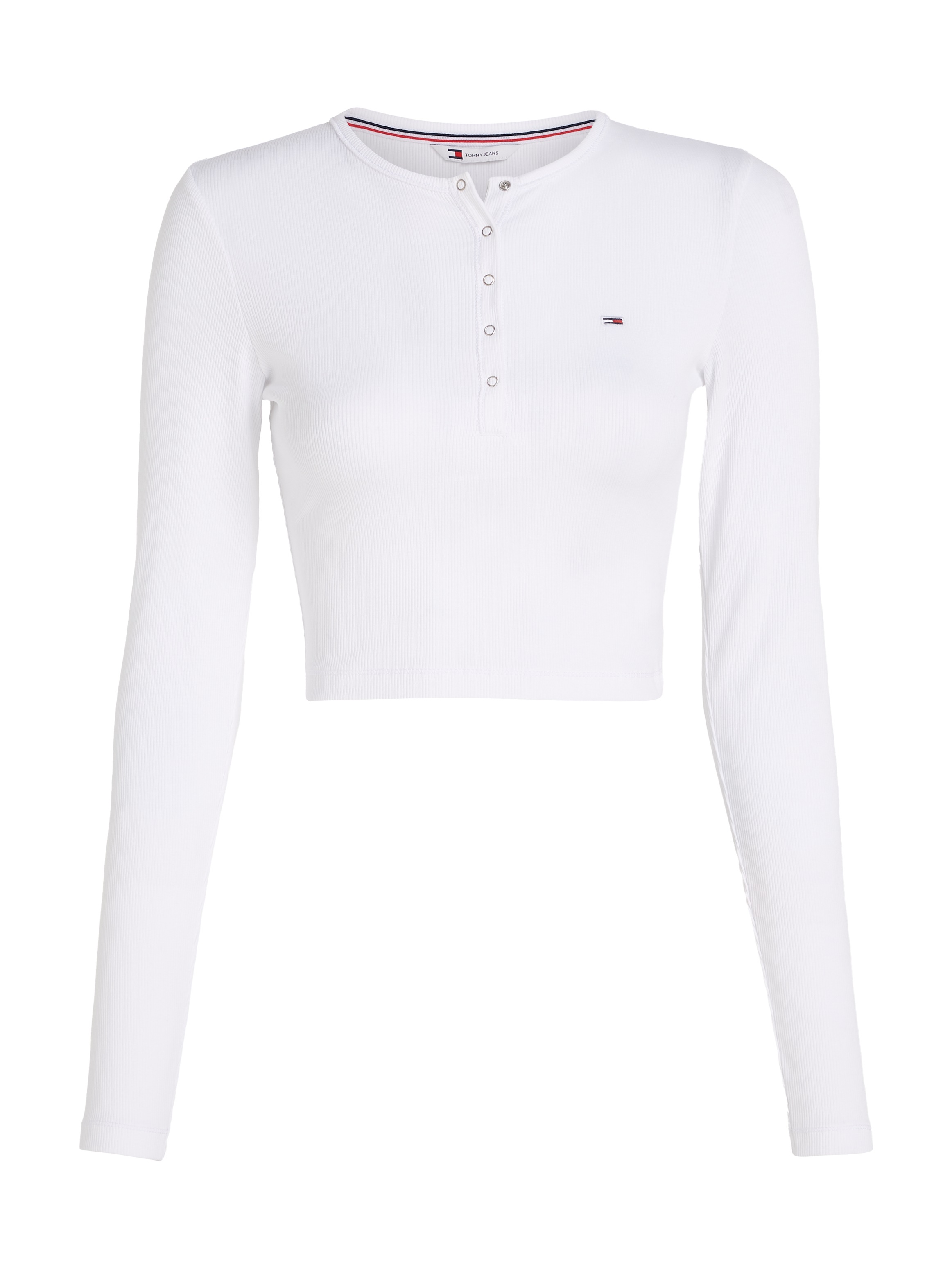 Tommy Jeans Langarmshirt »TJW CRP HENLEY TOP LS«, in modischer Cropped Form