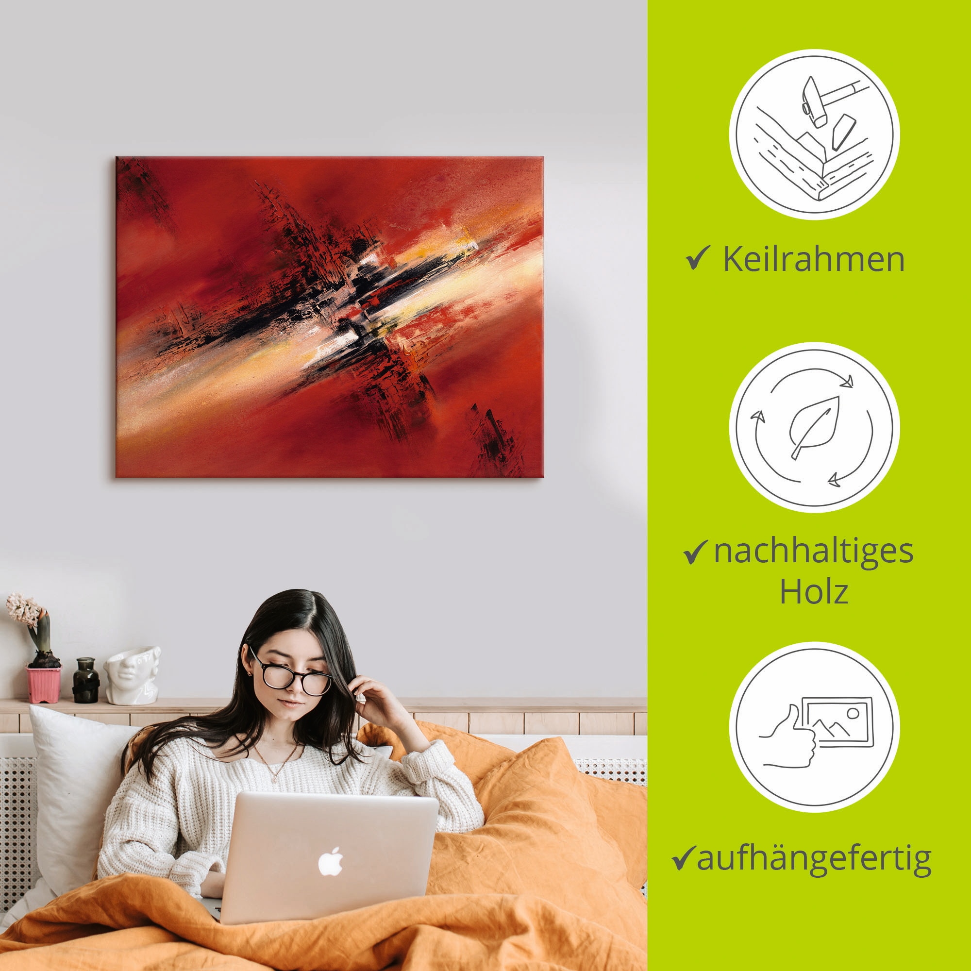 Artland Leinwandbild »Zerstreutheit II« Gegenstandslos 1 Stk. tlg. auf Holzrahmen gespannt