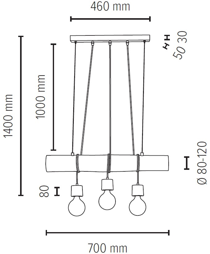 SPOT Light Pendelleuchte flammig-flammig, kaufen | Holzbalken cm Jahren massivem »TRABO 8-12 XXL mit Kiefernholz PINO«, Ø Hängeleuchte, Garantie aus 3 3 online