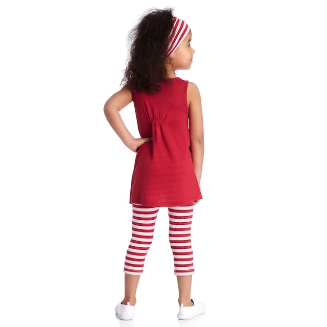 KIDSWORLD Kleid, Leggings & Haarband, (Set, 3 tlg.), Capri und Haarband  maritim geringelt bei ♕