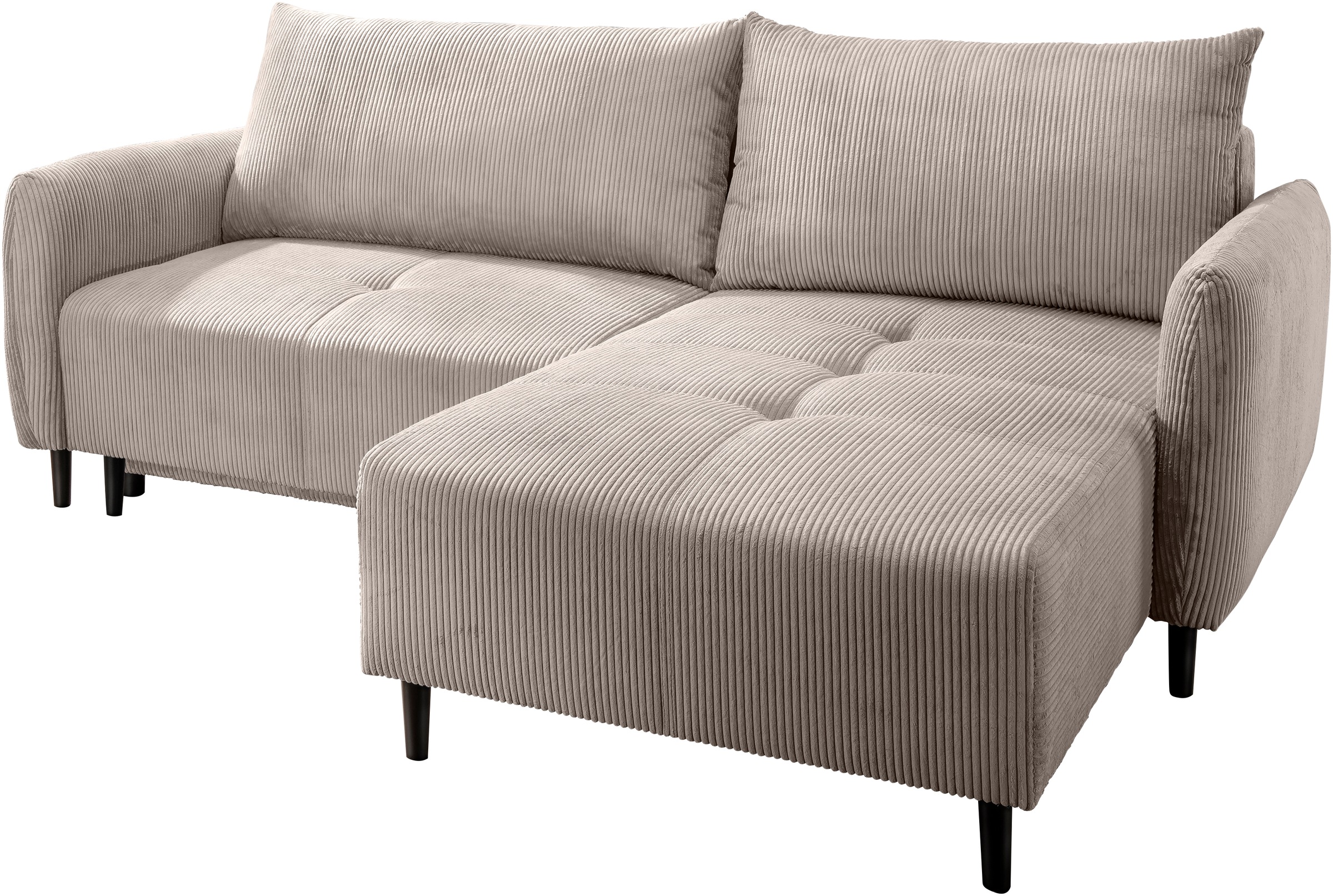 INOSIGN Ecksofa »Mara, L-Form, aktueller Cord Bezug und tolle Farben, schmale Armlehnen«, whlw. mit Bettfunktion,Recamiere links/rechts montierbar, Breite 238cm