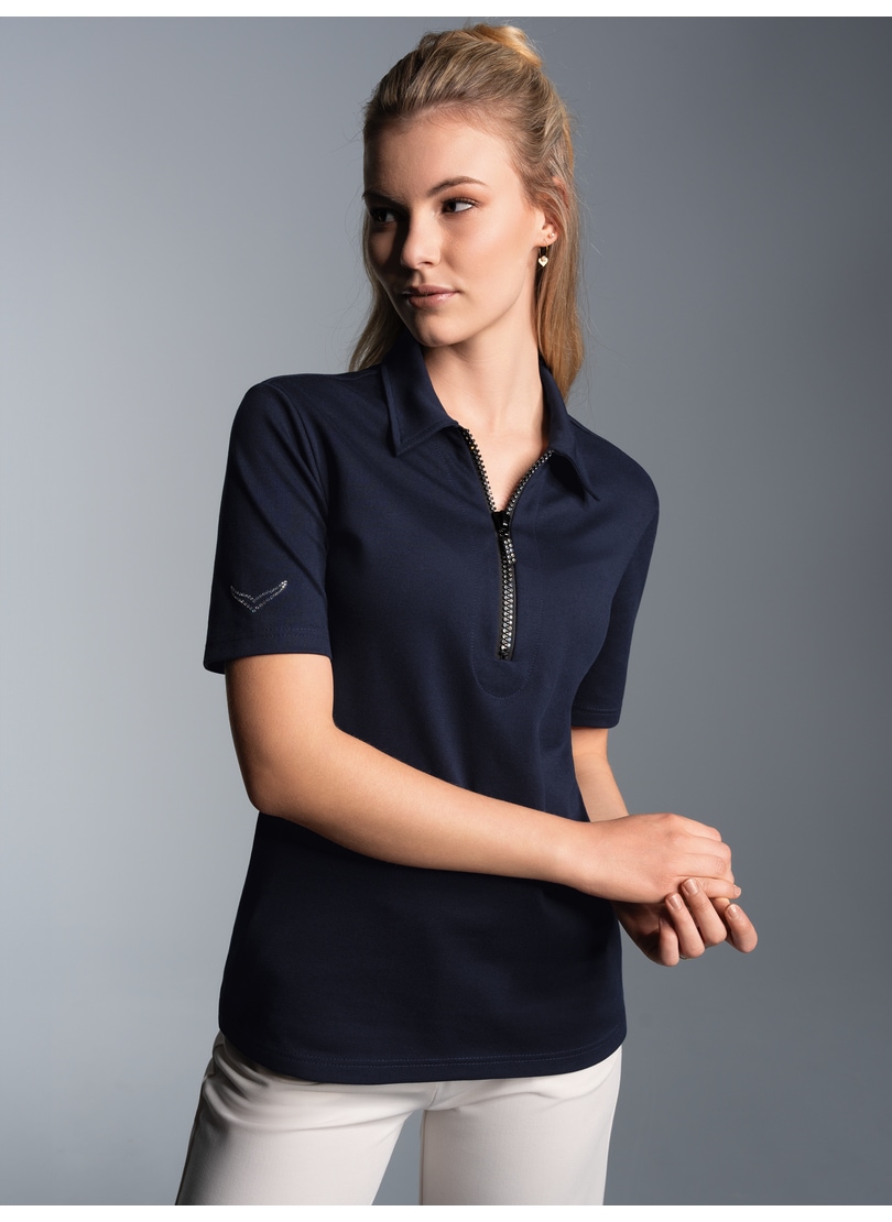 Trigema Poloshirt »TRIGEMA Slim Fit Poloshirt mit Kristallsteinen«