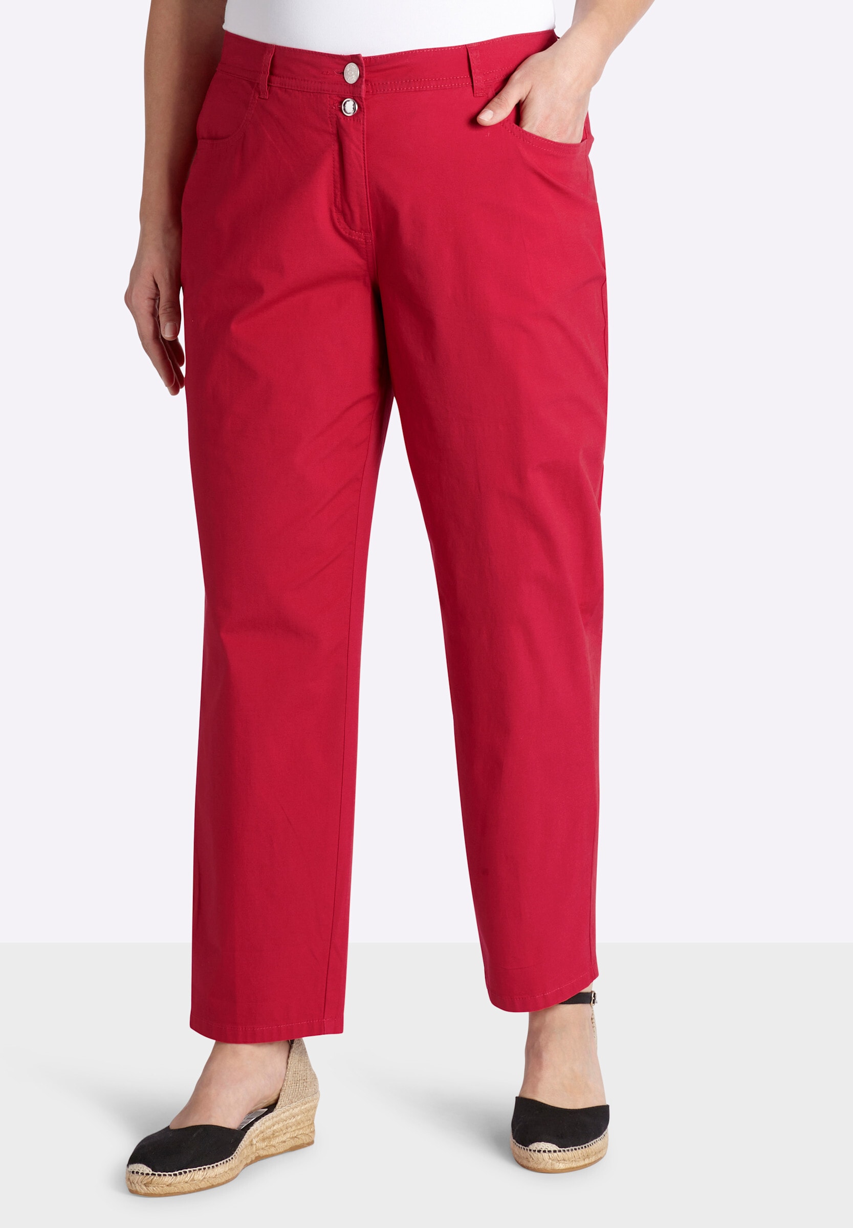 Sheego 5-Pocket-Hose »Chinohose Chinohose mit Strassknopf am Bund«