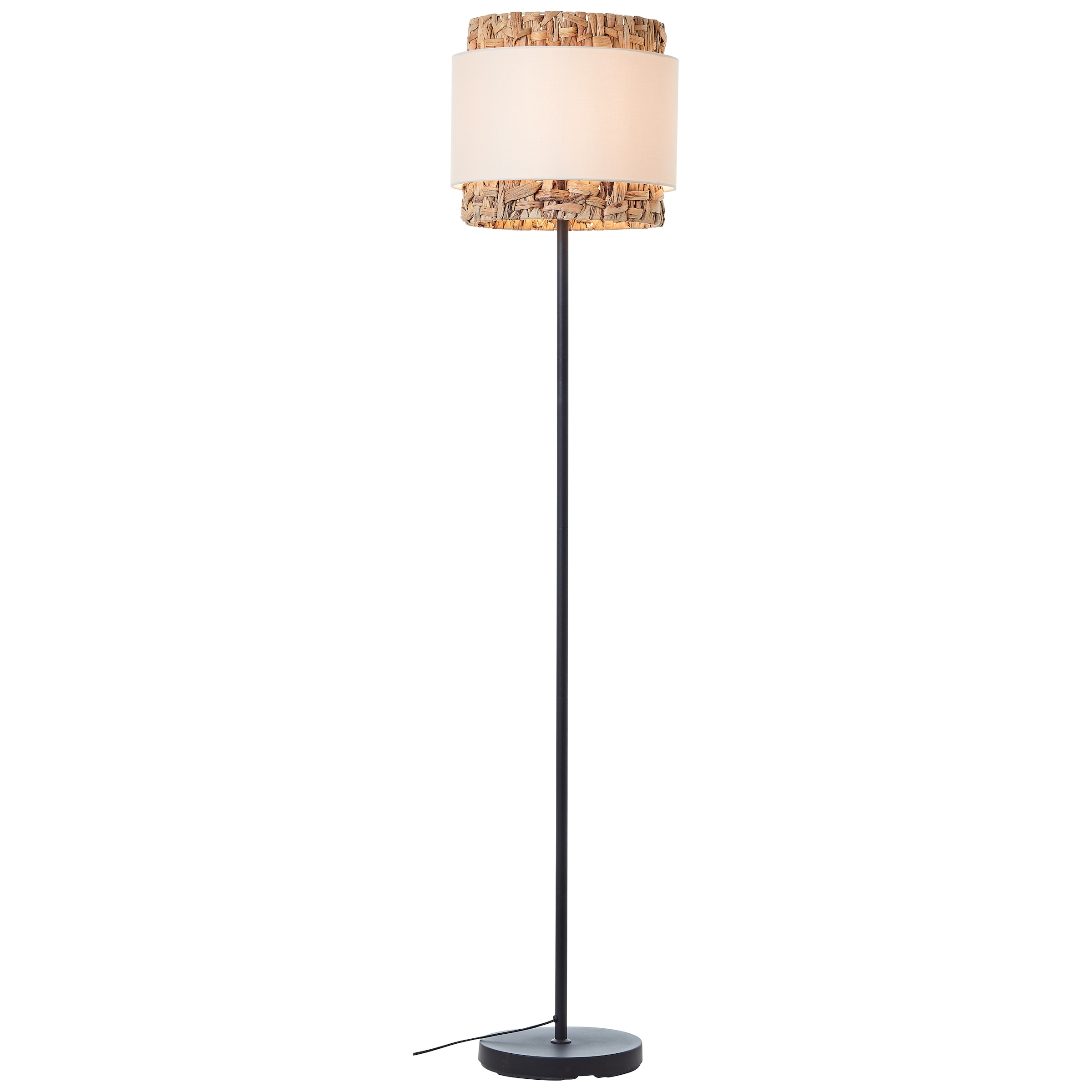 Brilliant Stehlampe »Waterlilly«, 1 flammig-flammig, Ø 35 cm, E27, Metall/Textil/Wasserhyazinthe, schwarz/natur/weiß